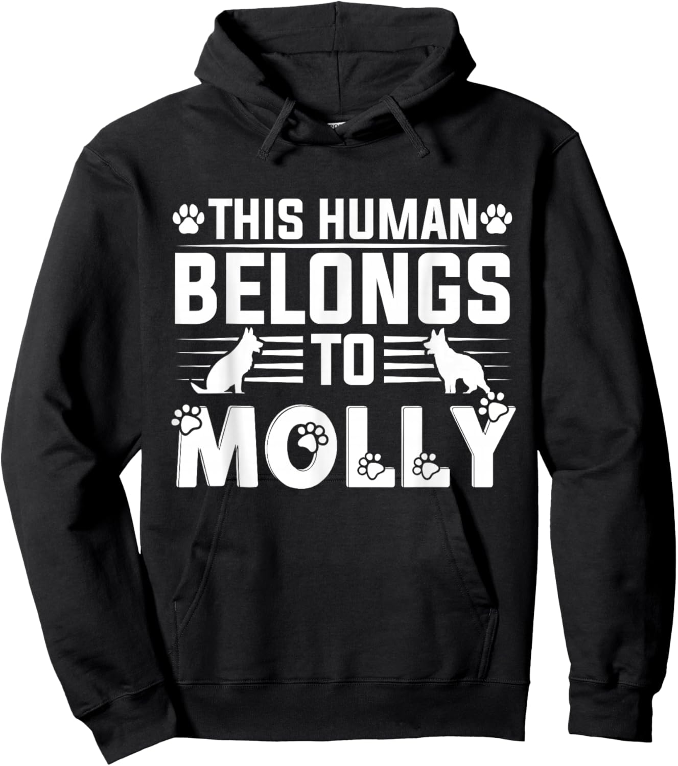 Dog Name Molly Personalised Gift This Human Belongs To a Dog Hoodie - Hoodie | Black