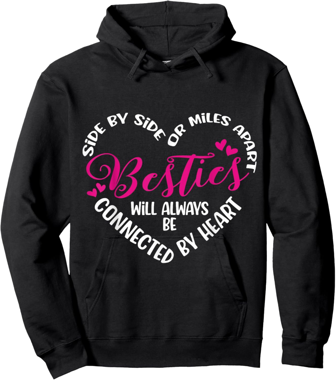 Besties Will Always be Connected by Heart | BFF Best Friends Hoodie - Hoodie | Black