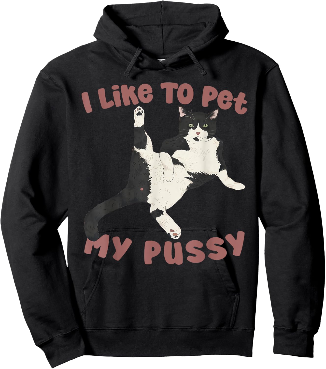 Like To Pet My Pussy Naughty Adult Cat Humor Saying Hoodie - Hoodie | Black
