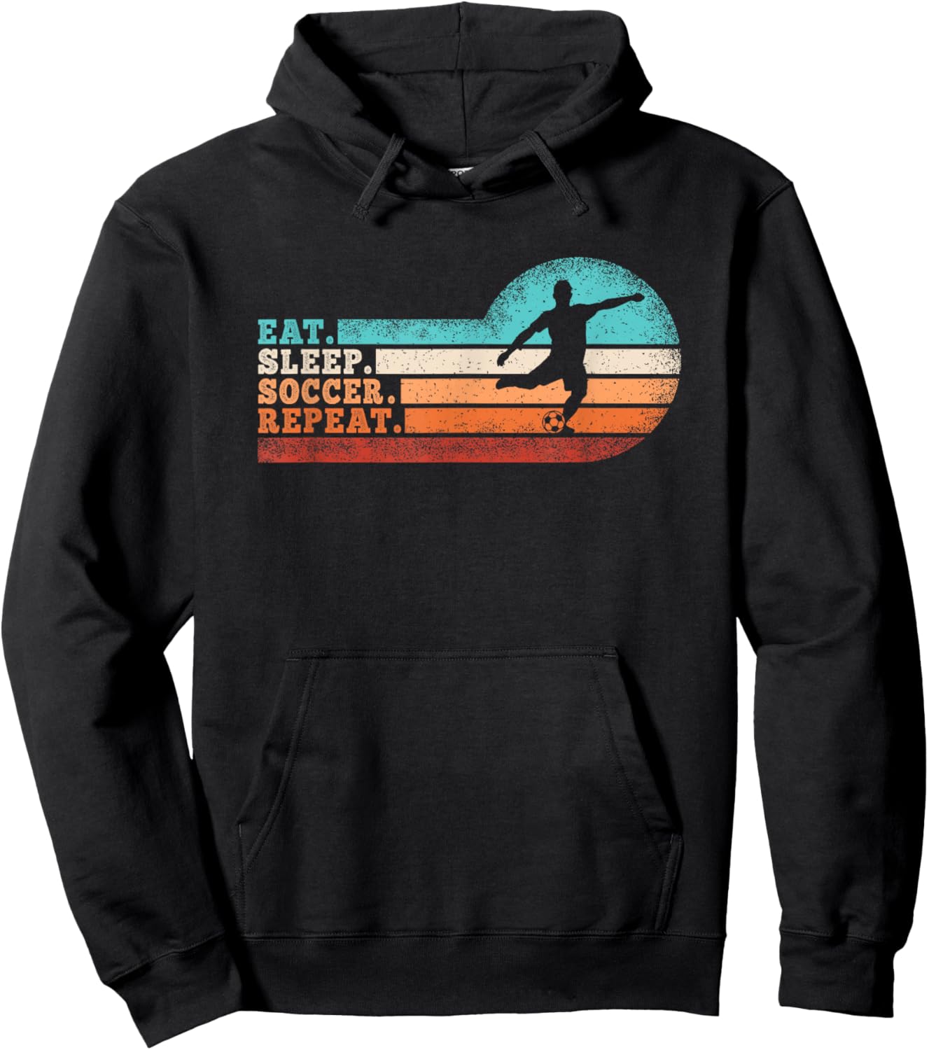 Eat Sleep Soccer Repeat Retro Soccer Player Men Boys Kids Hoodie - Hoodie | Black