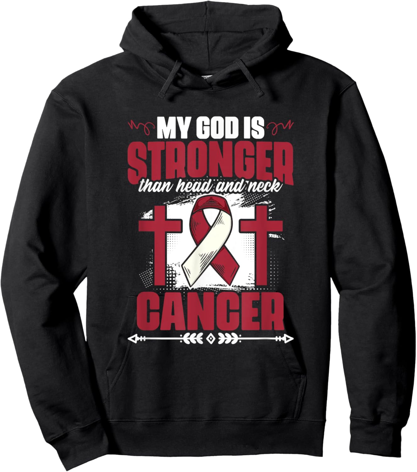 God Stronger Than Head And Neck Cancer Throat Cancer Hoodie - Hoodie | Black