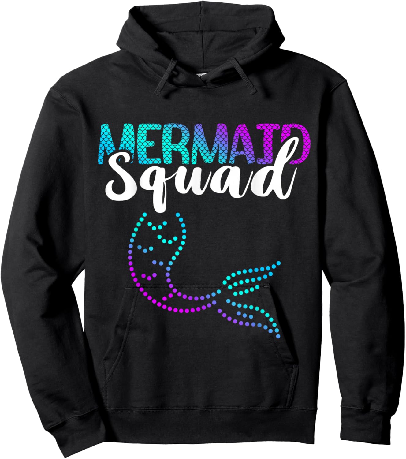 Mermaid Squad Tail Clamshell Sea Creature Aqua Marine Hoodie - Hoodie | Black