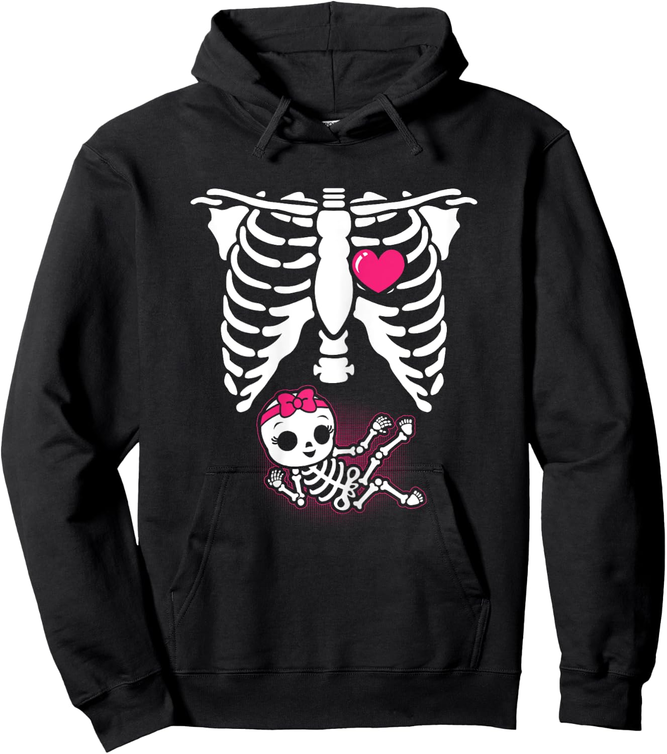 Halloween Skeleton Pregnancy Baby Girl X-Ray Funny Pregnant Hoodie - Hoodie | Black