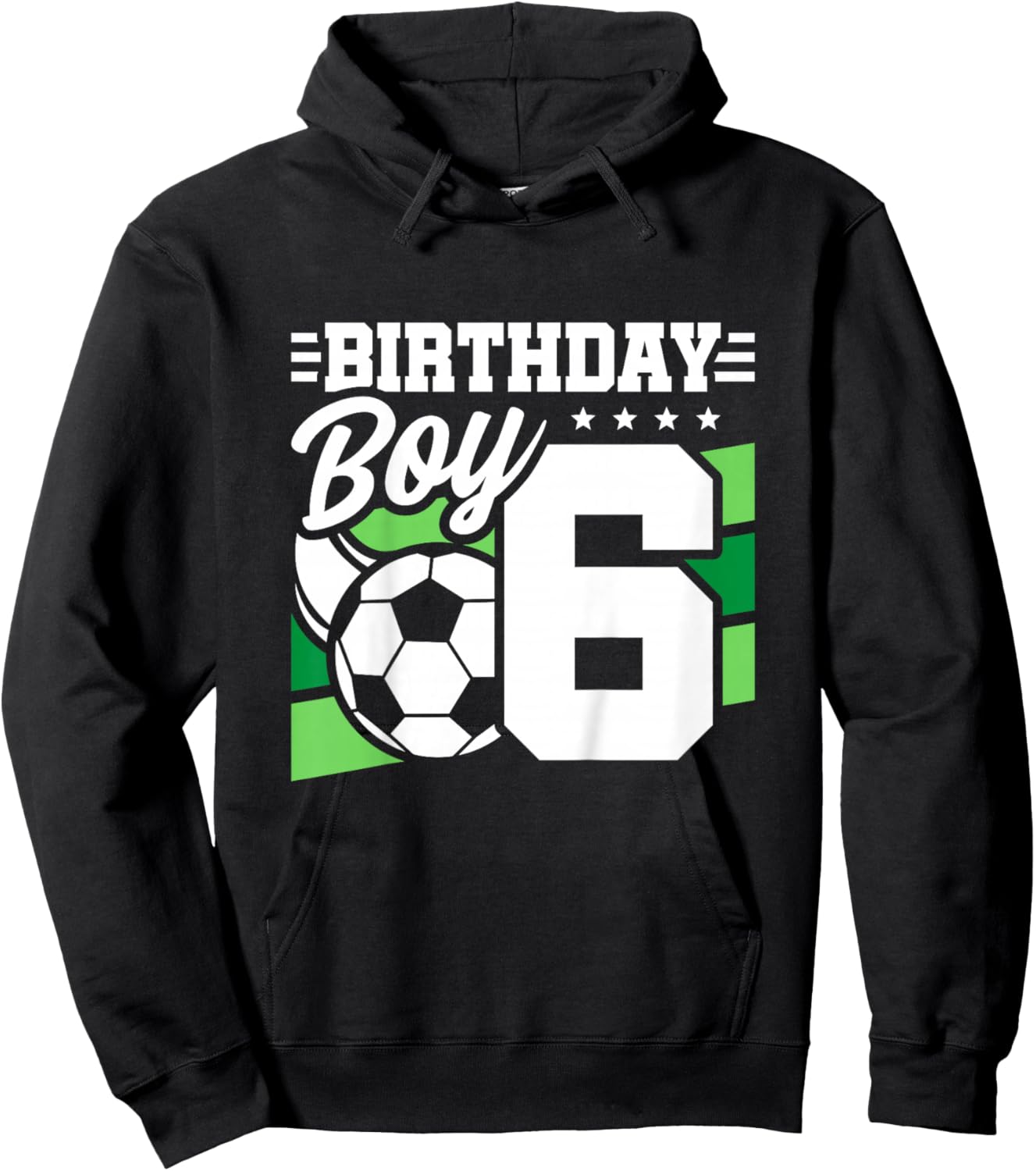 Kids Soccer Birthday Party - 6 Year Old Boy - 6th Birthday Hoodie - Hoodie | Black