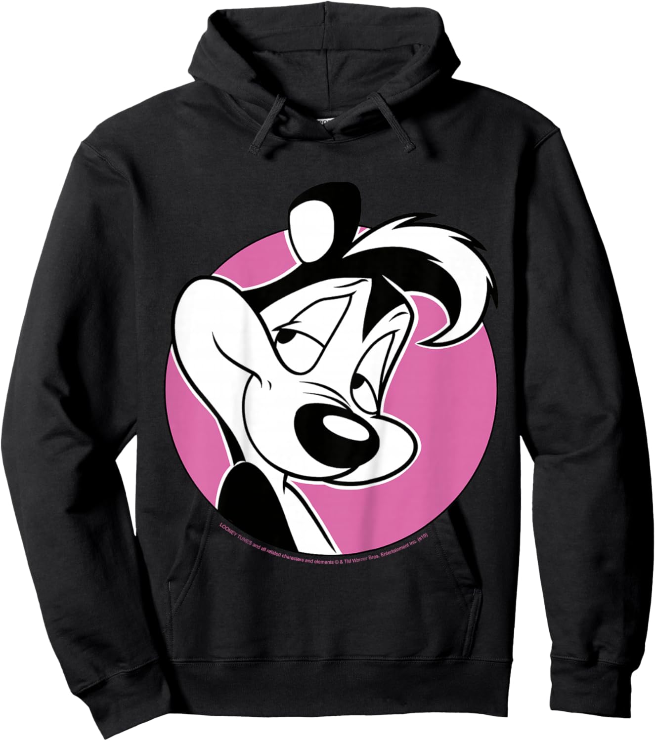 Kids Looney Tunes Pepe Le Pew Pink Circle Portrait Hoodie - Hoodie | Black