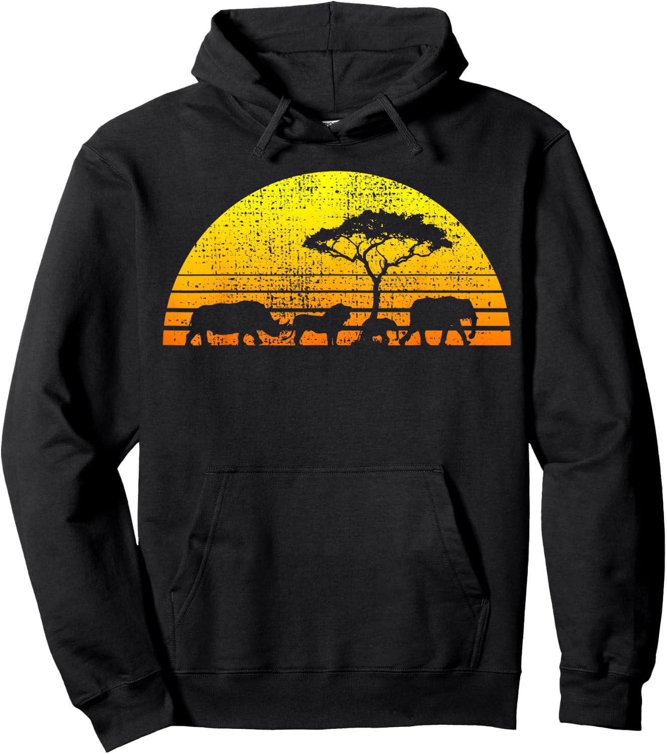 Africa Elephant Lion Rhino Kenya Namibia Tanzania Vintage Hoodie - Hoodie | Black