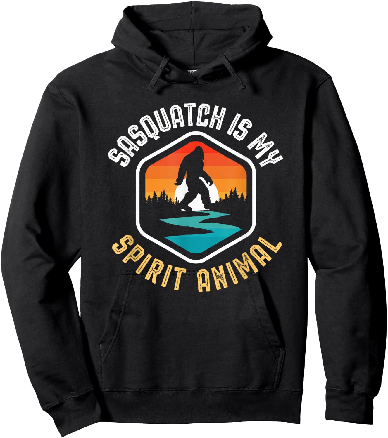 Sasquatch is my Spirit Animal Vintage Bigfoot Outdoor Hoodie - Hoodie | Black