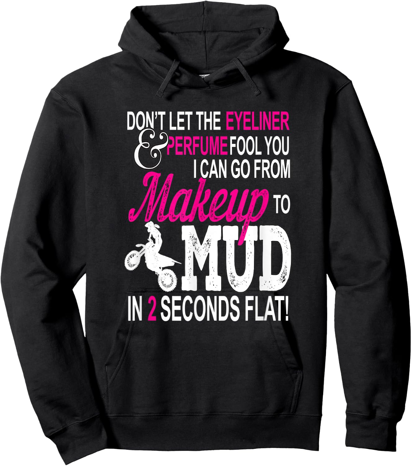 Makeup and Mud Girls Motocross Gift Ladies Dirt Bike Women Hoodie - Hoodie | Black
