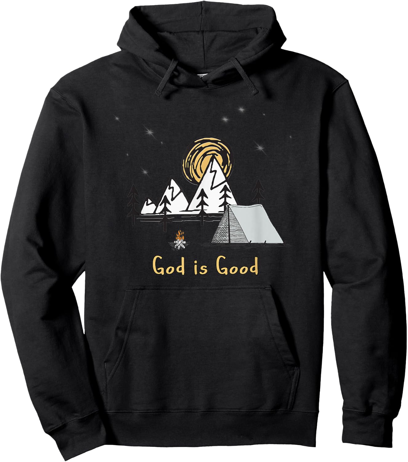 God is good tent camping under the stars graphic design gift Hoodie - Hoodie | Black