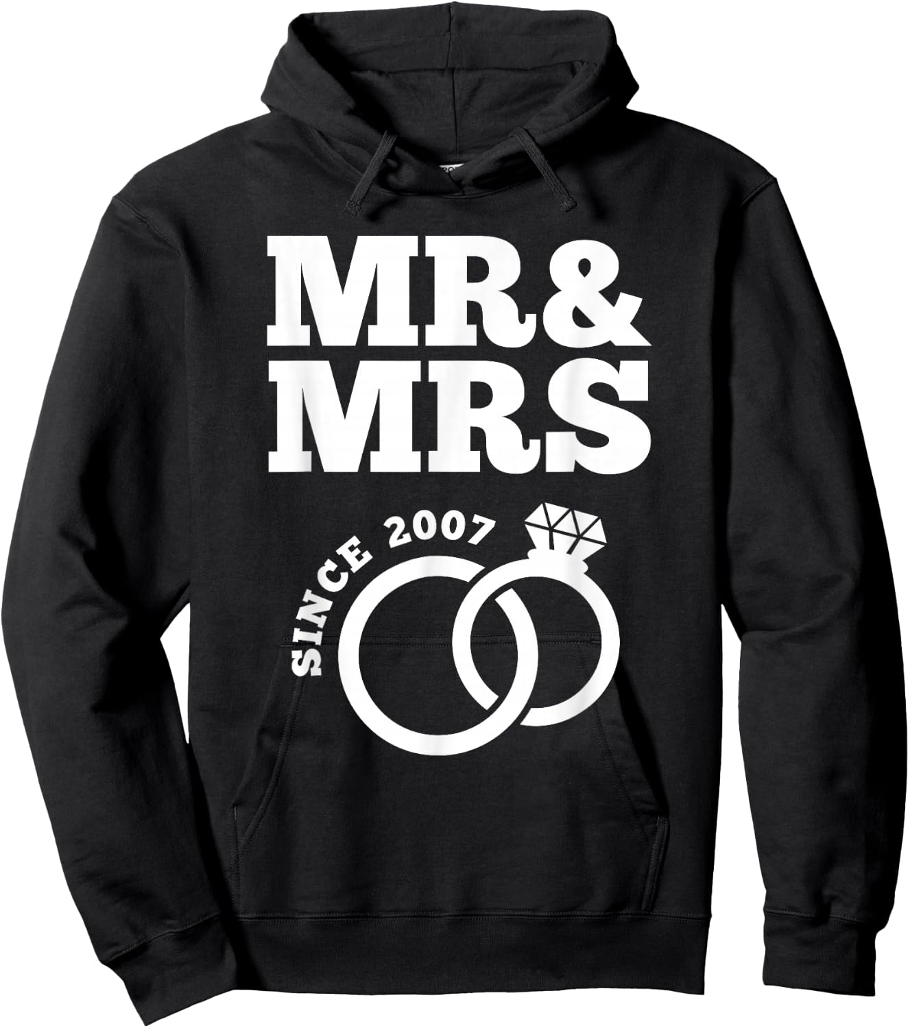 16th Wedding Anniversary Husband Wife Mr. & Mrs. Since 2007 Hoodie - Hoodie | Black