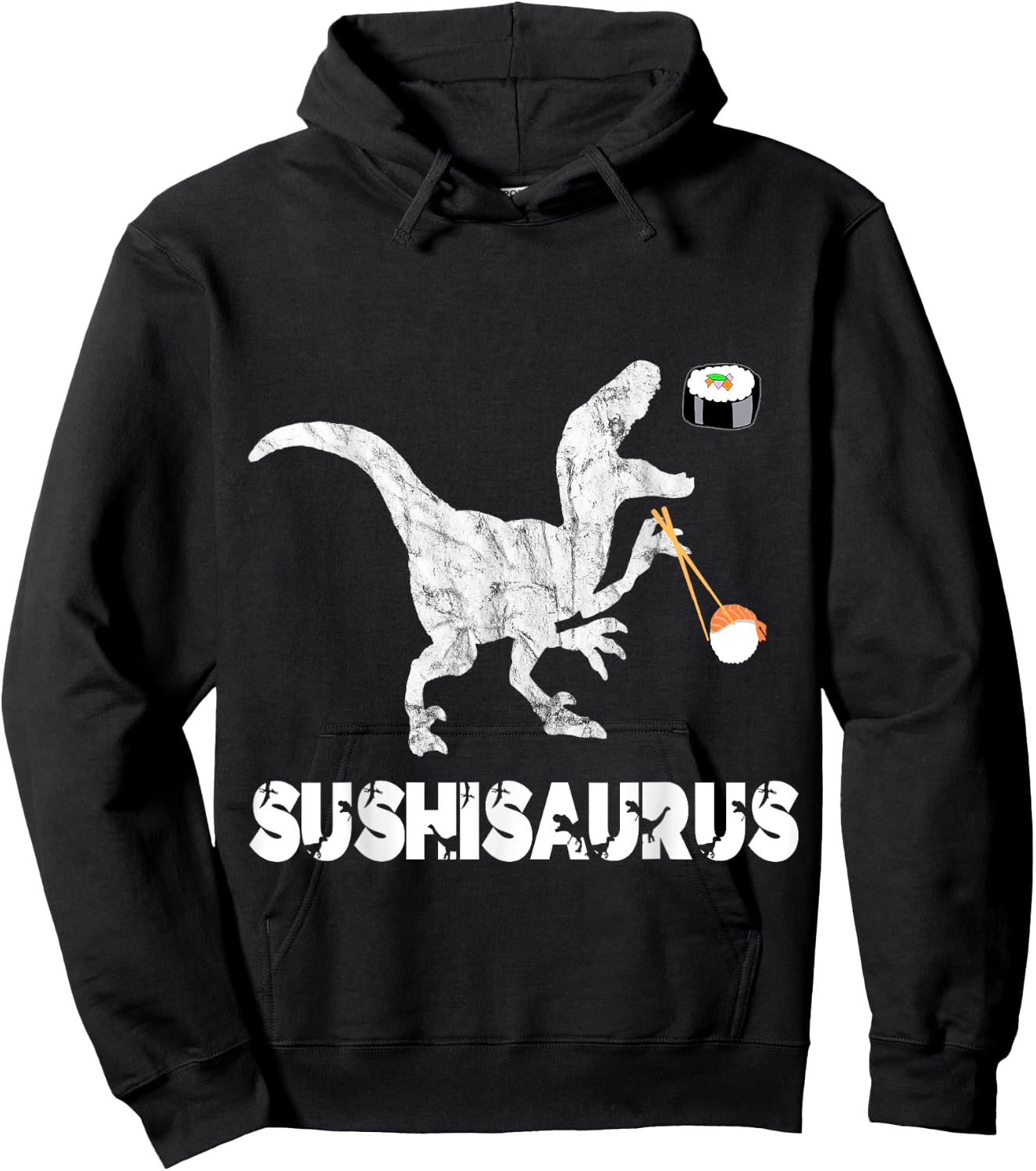 Sushi Dinosaurs Funny Japanese Foodie Dino Asian Food T-Rex Hoodie - Hoodie | Black