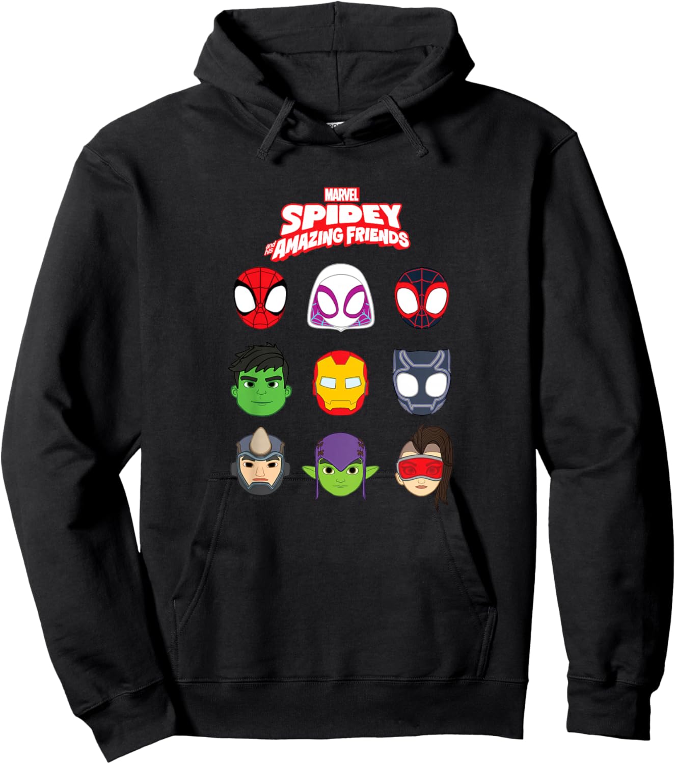 Kids Spidey And His Amazing Friends - Faces Grid Hoodie - Hoodie | Black