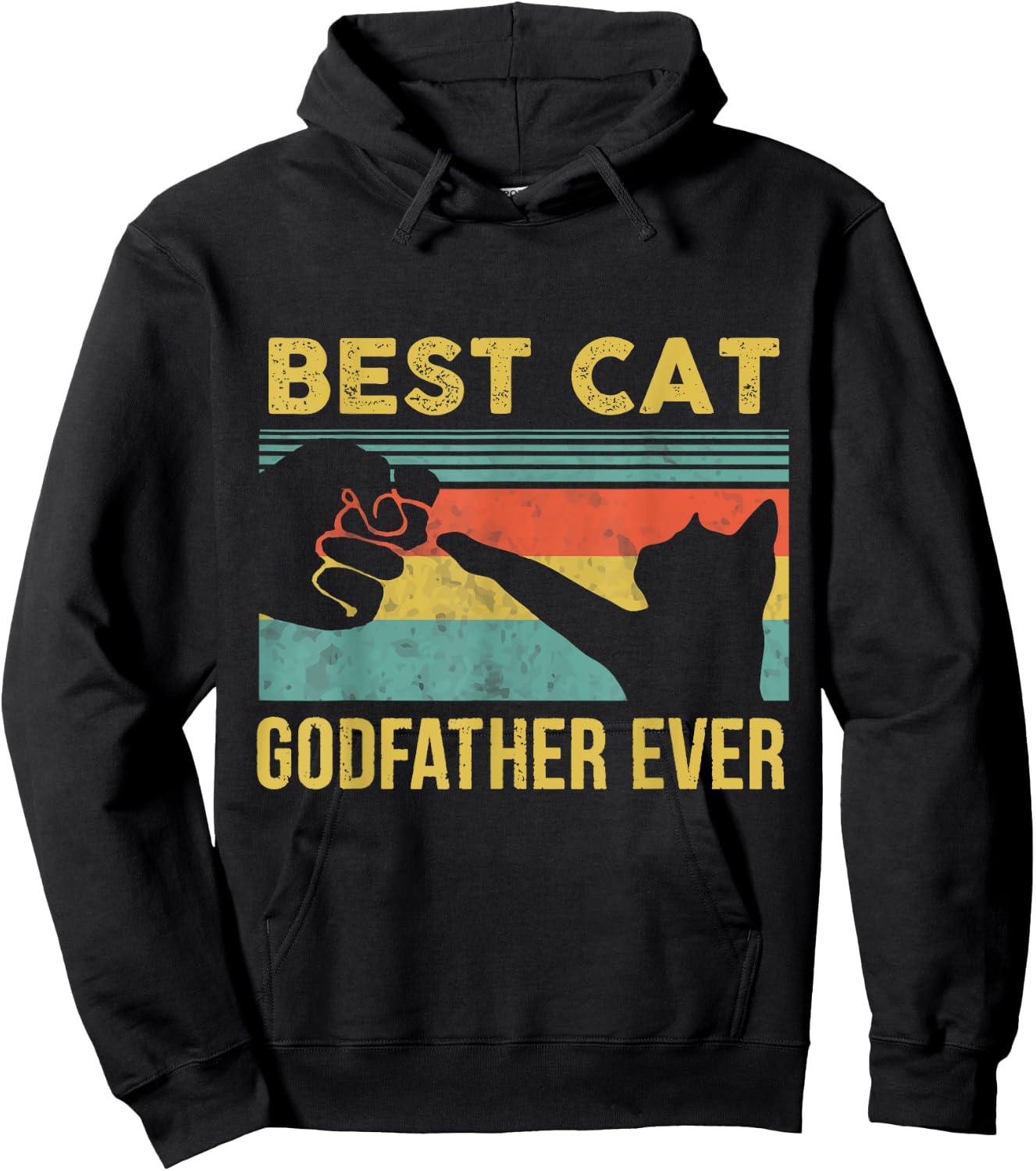 Best Cat Godfather Ever Vintage Cats Happy Father's Day Hoodie - Hoodie | Black