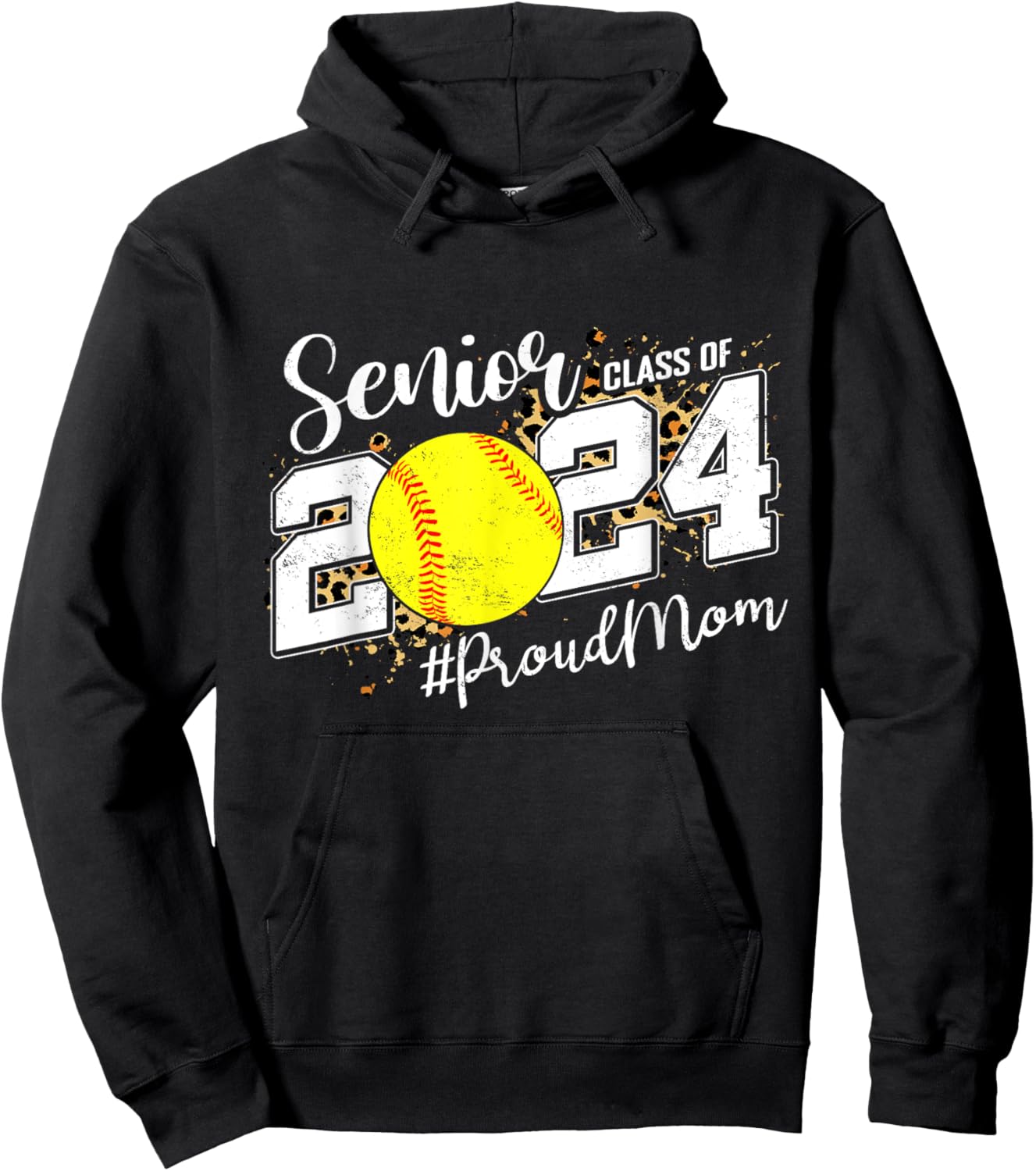 Proud Mom Of A 2024 Senior Graduate Class 2024 Softball Hoodie - Hoodie | Black