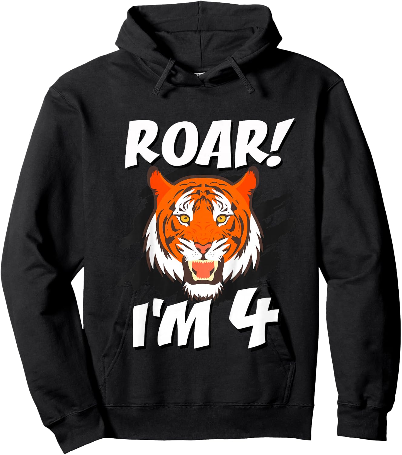 4 Year Old Tiger Birthday Party Tigers Roar Safari 4th Gift Hoodie - Hoodie | Black