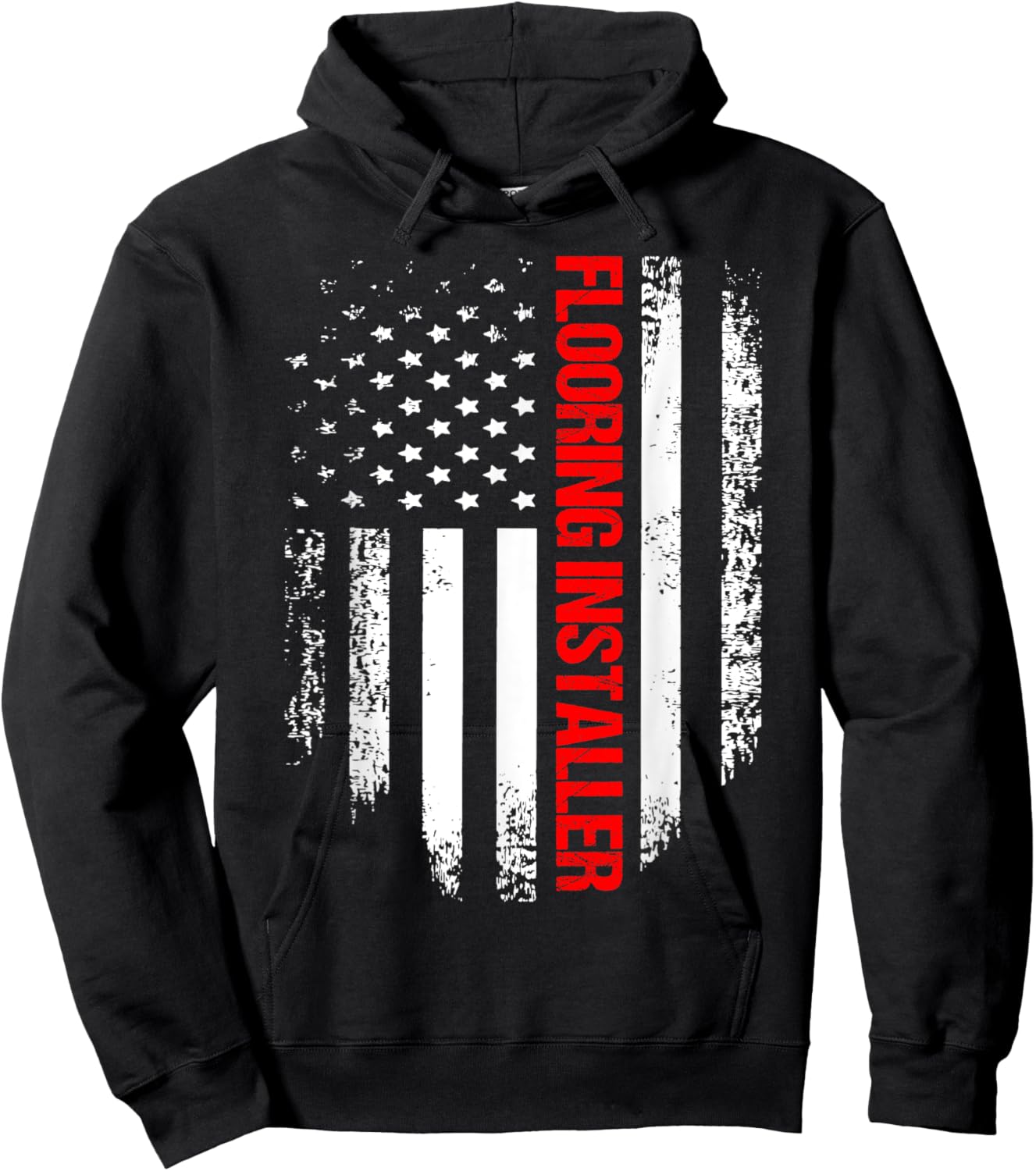 Flooring Installer USA Flag Contractor Installing Hoodie - Hoodie | Black