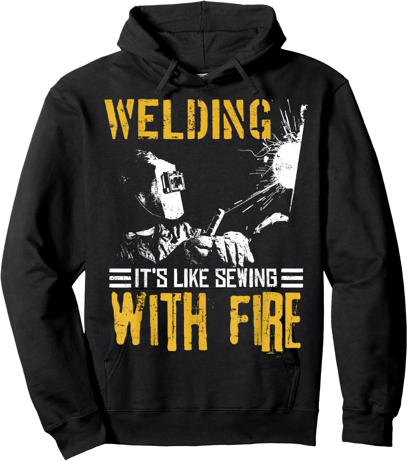 Welder Gift Shirt | Welding Like Sewing With Fire Hoodie - Hoodie | Black