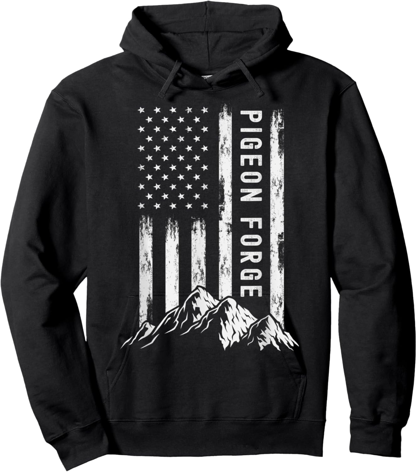 Patriotic Outdoors Smoky Mountains Tennessee Pigeion Forge Women Kids Men Hoodie - Hoodie | Black