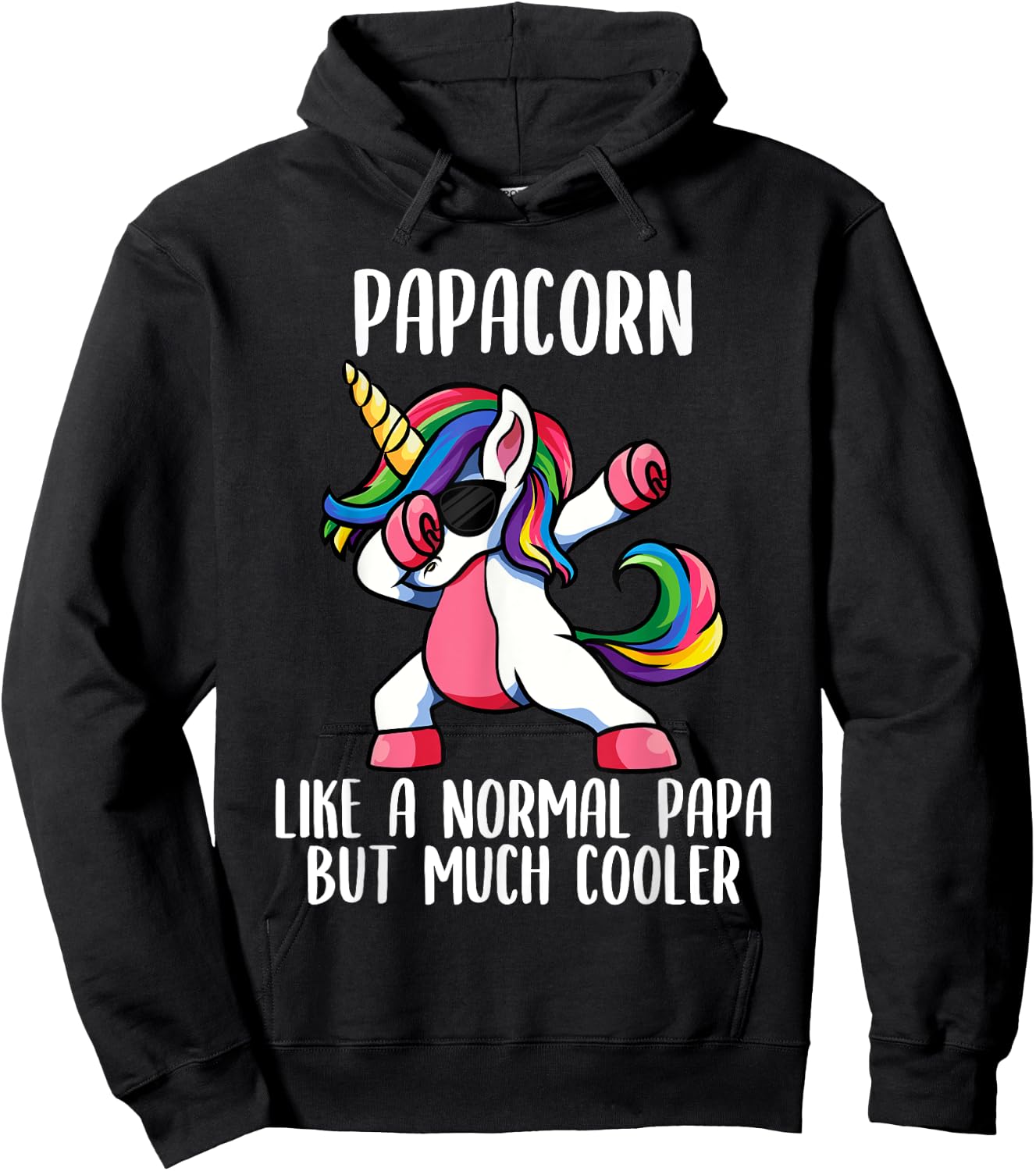 Unicorn Dad Girl Birthday Party Clothing Papacorn Hoodie - Hoodie | Black