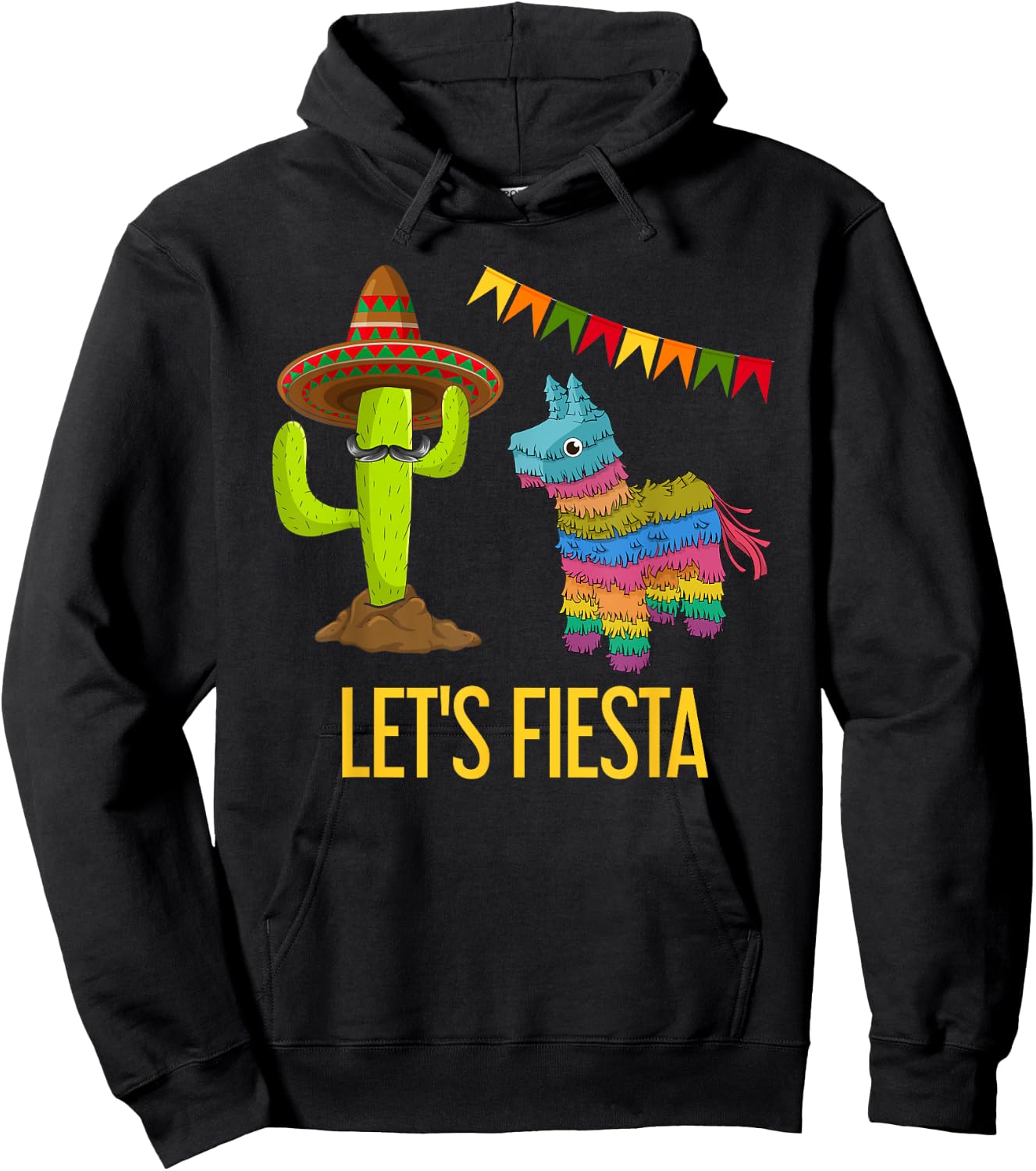 Lets Fiesta Funny Mexican Party Pinata Cactus Cinco De Mayo Hoodie - Hoodie | Black
