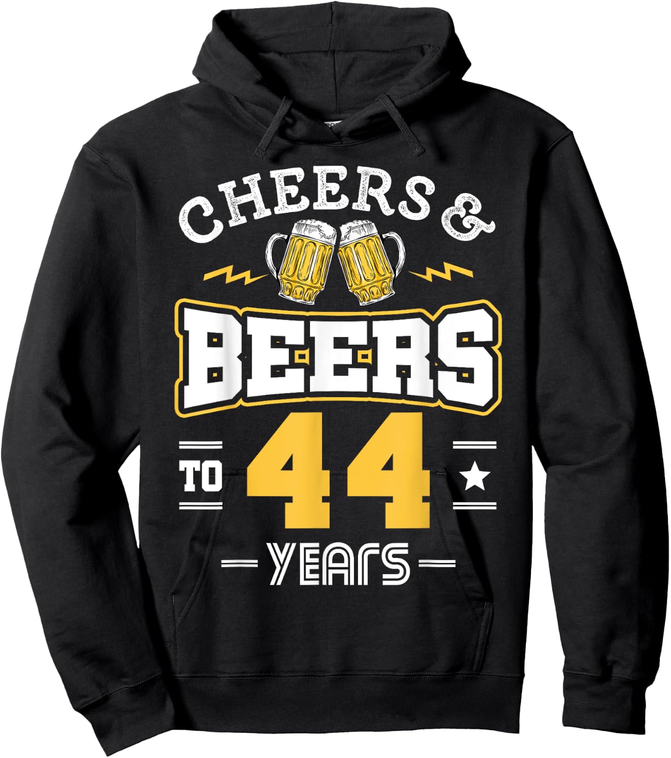44th Birthday Cheers And Beers to 44 Years Funny Gift Hoodie - Hoodie | Black