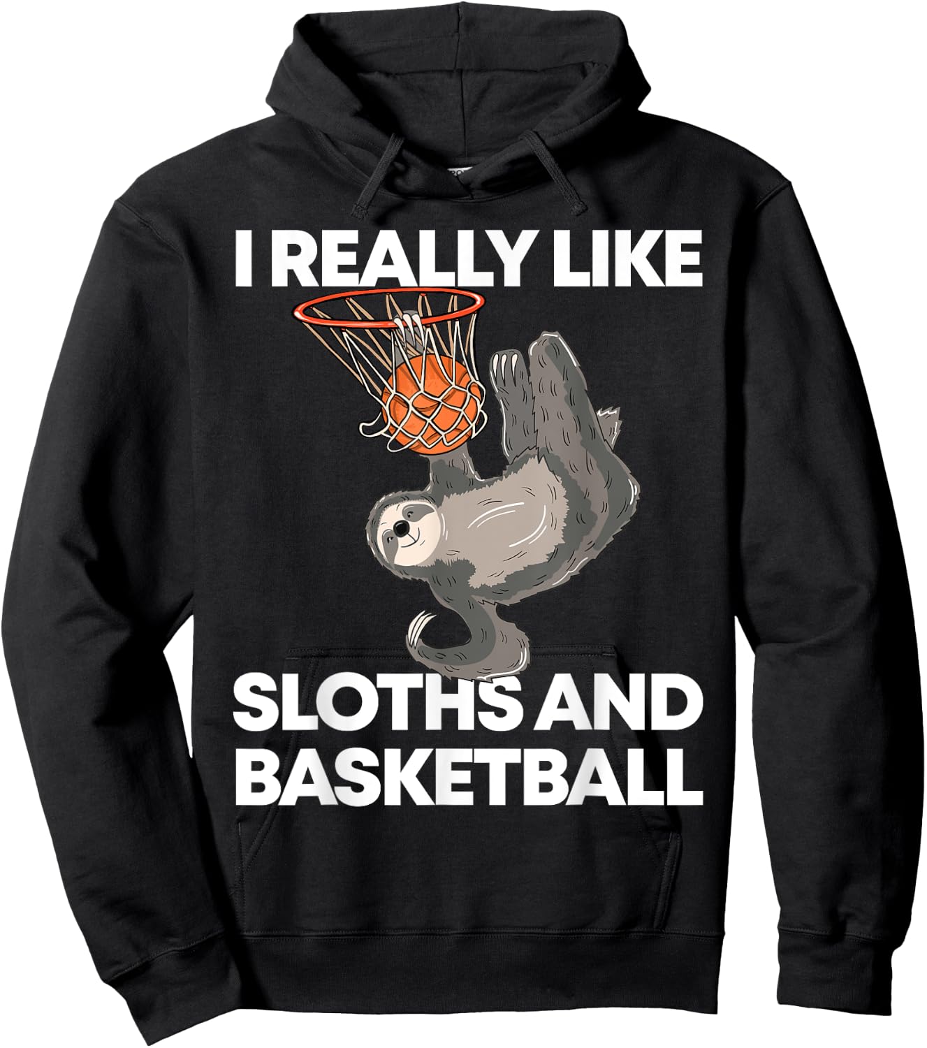 Funny Basketball Sloth Gift Cute Sloth Hoodie - Hoodie | Black