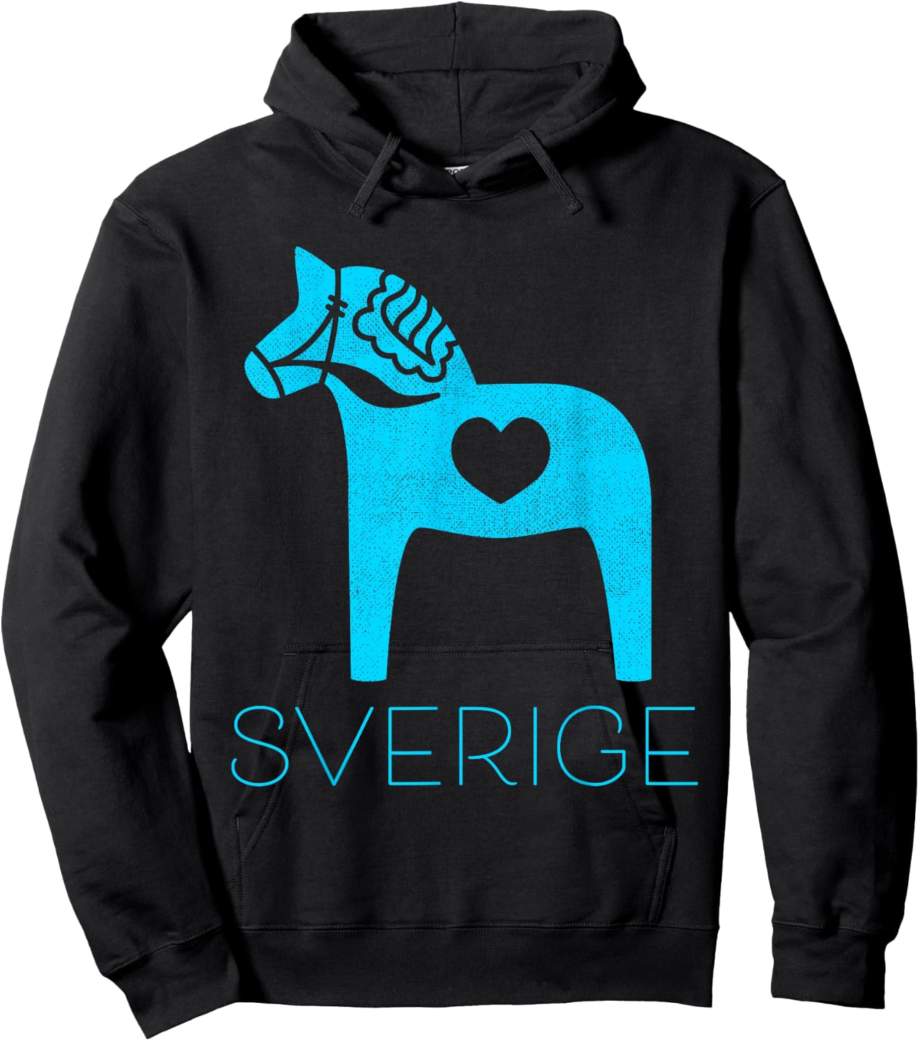 Sverige Sweden Swedish Blue Dala Horse Heart Dalecarlian Hoodie - Hoodie | Black