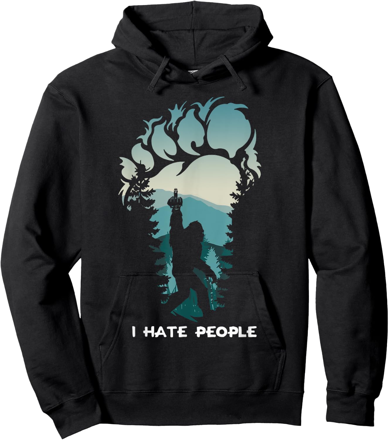 I Hate People Bigfoot Footprint Hoodie - Hoodie | Black
