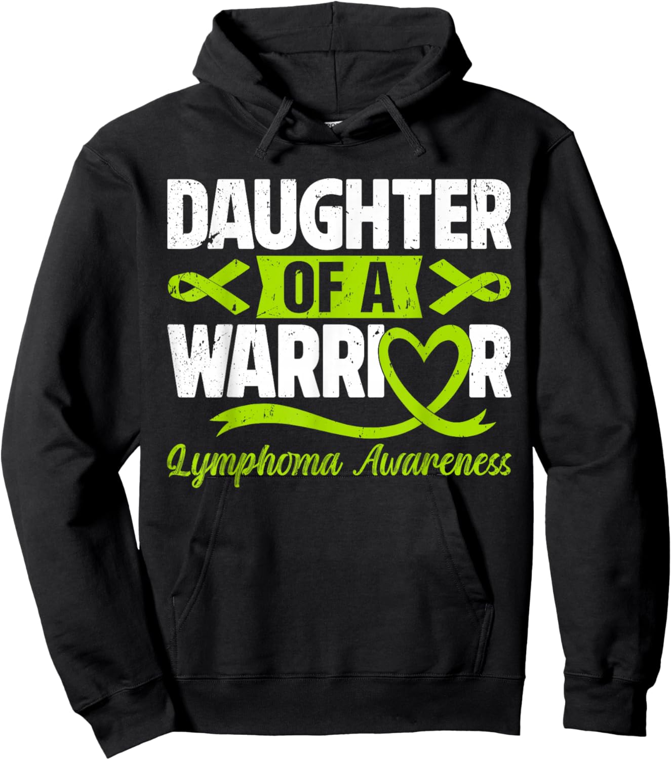 Daughter Of A Warrior Lymphoma Awareness Lime Green Ribbon Hoodie - Hoodie | Black