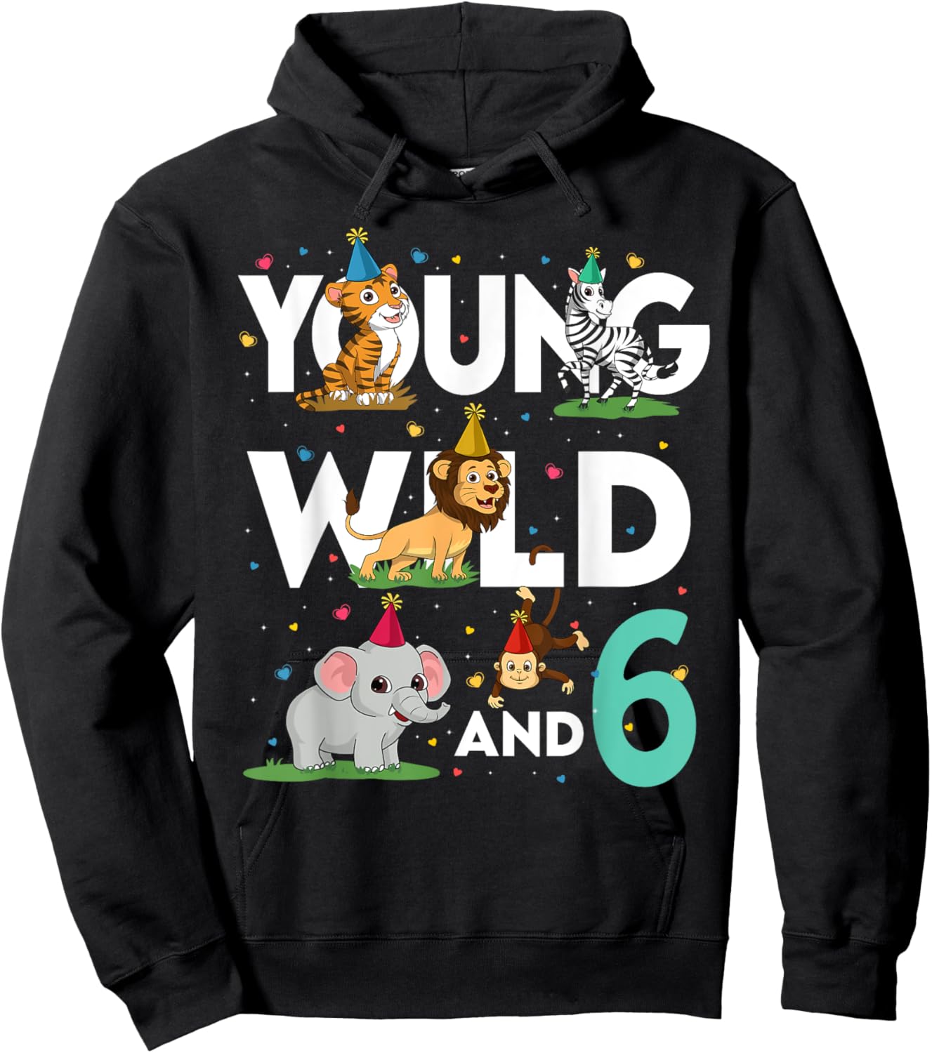 6 Year Old Zoo Birthday Shirt Safari Jungle Animal 6th Hoodie - Hoodie | Black