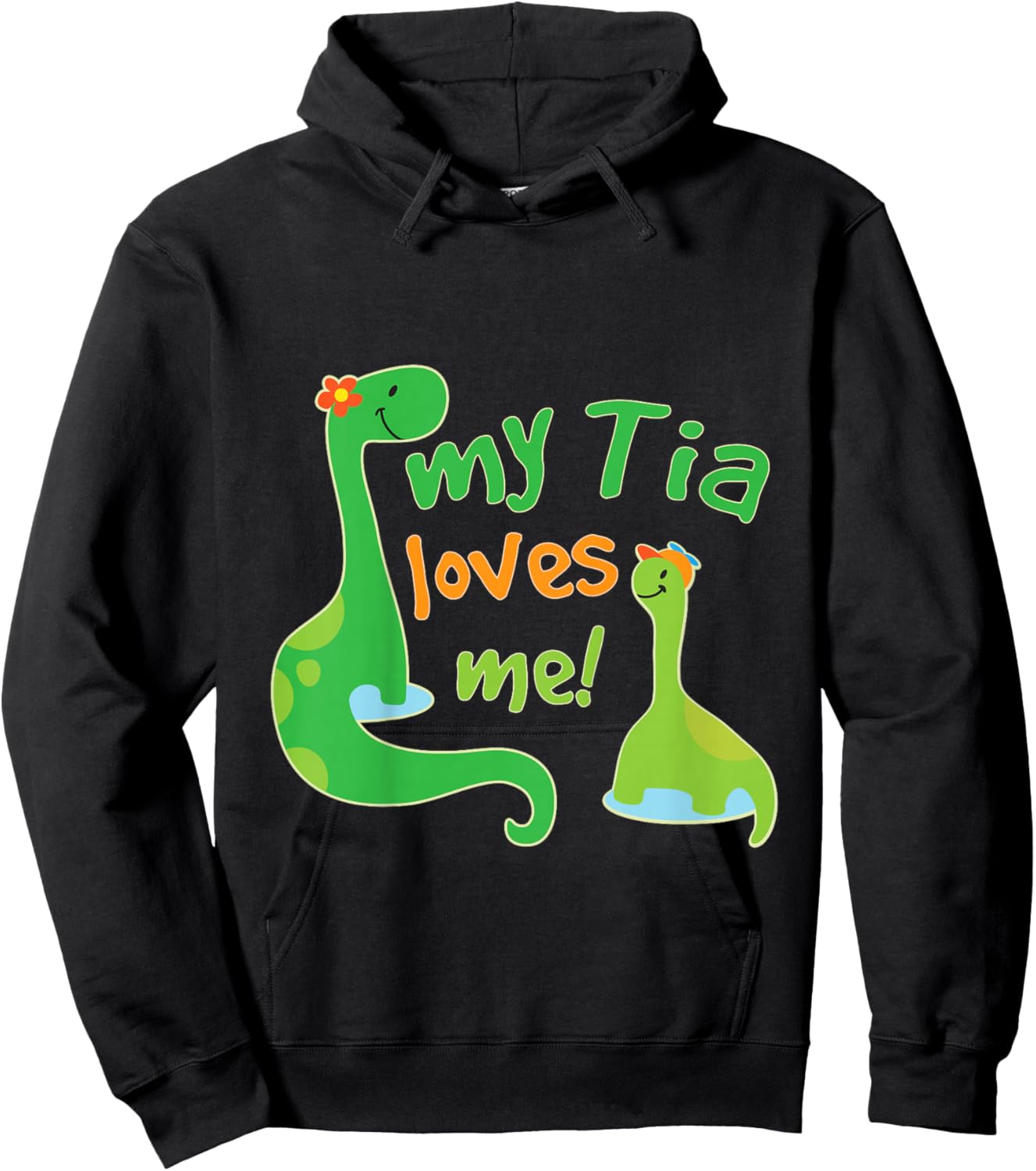 Kids My Tia Loves Me Nephew Dinosaur Hoodie - Hoodie | Black