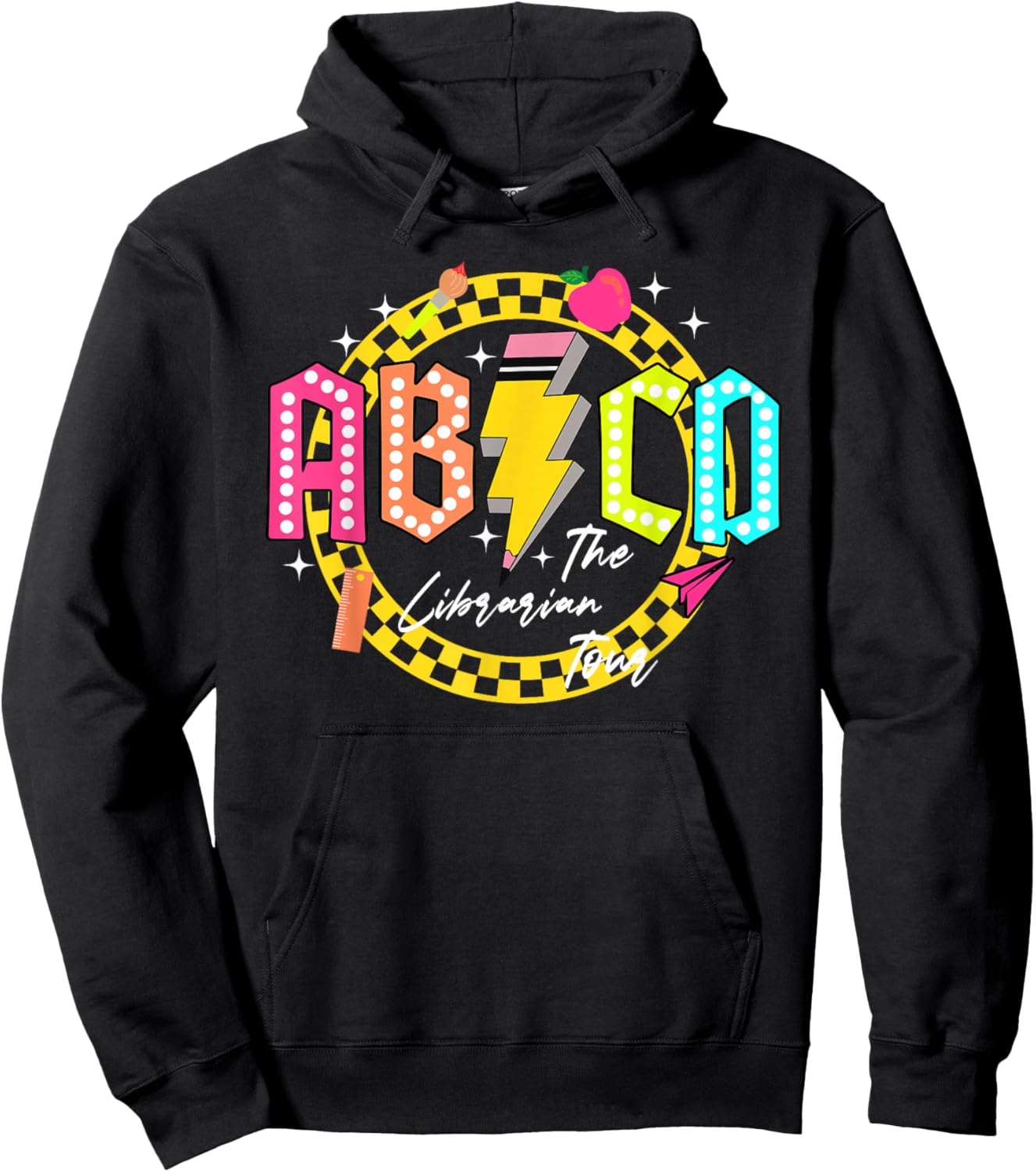 Funny Rock Librarian Tour Back to school ABCD Teacher Tour Hoodie - Hoodie | Black