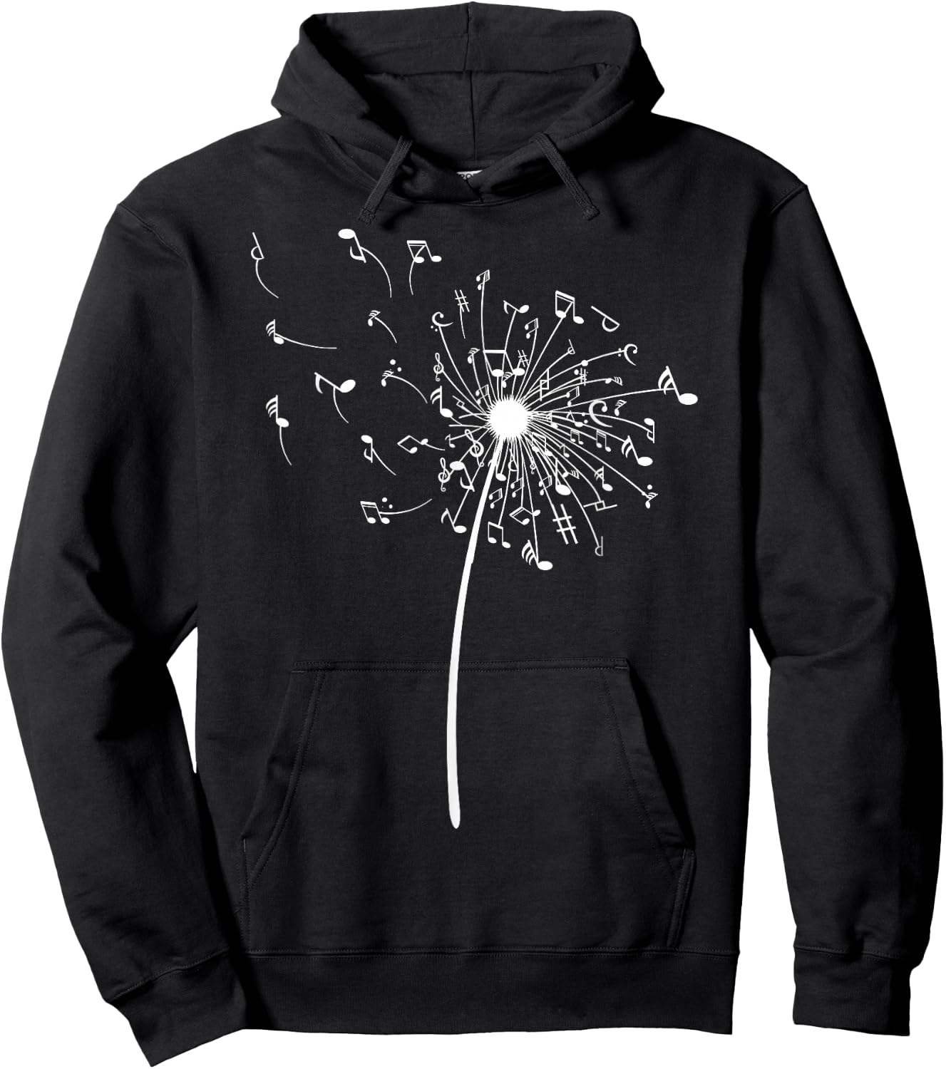 Funny Music Notes Gift Women Cool Dandelion Flower Hoodie - Hoodie | Black