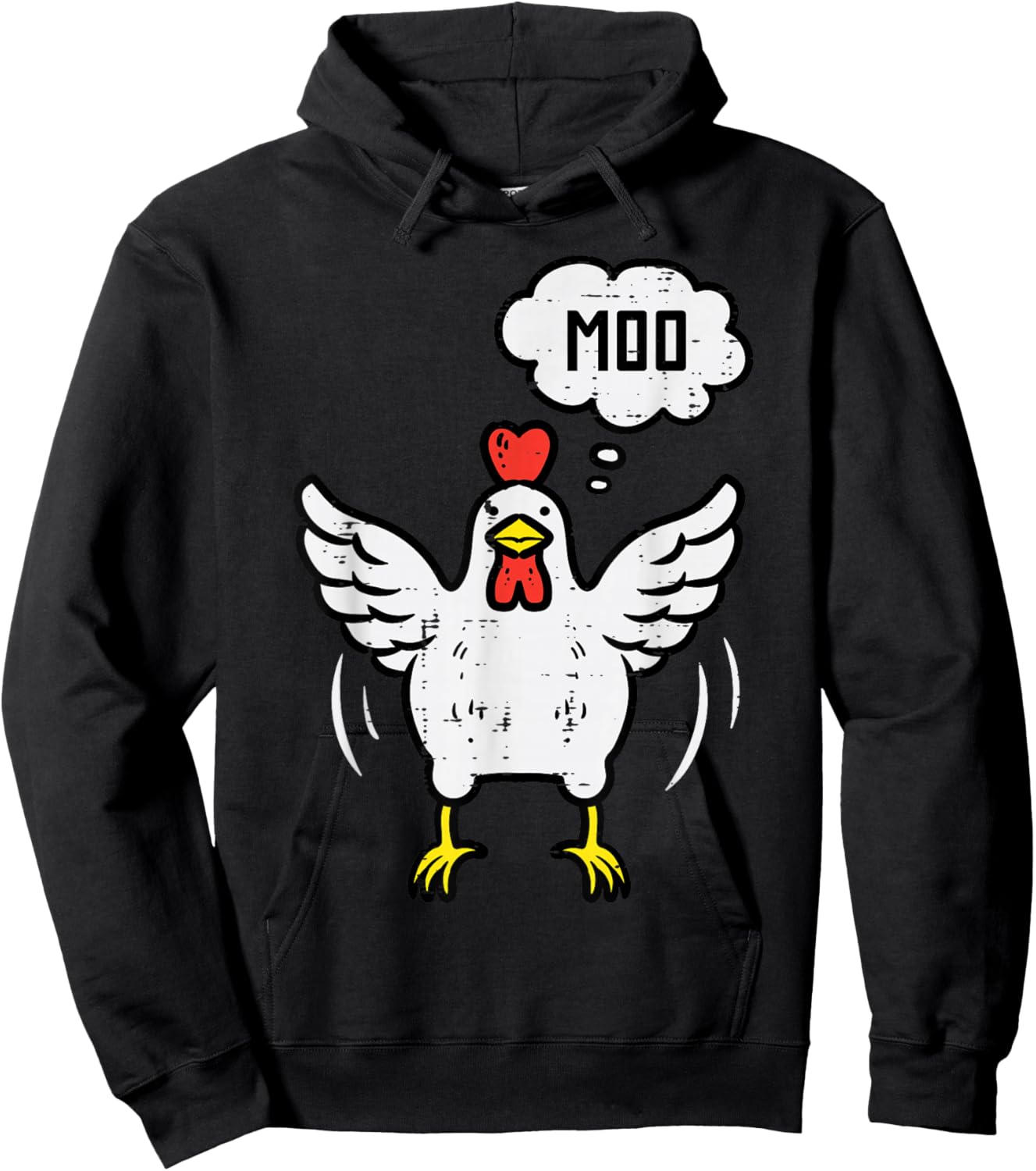 Chicken Cow Moo Funny Farm Animal Hen Farmer Men Women Kids Hoodie - Hoodie | Black