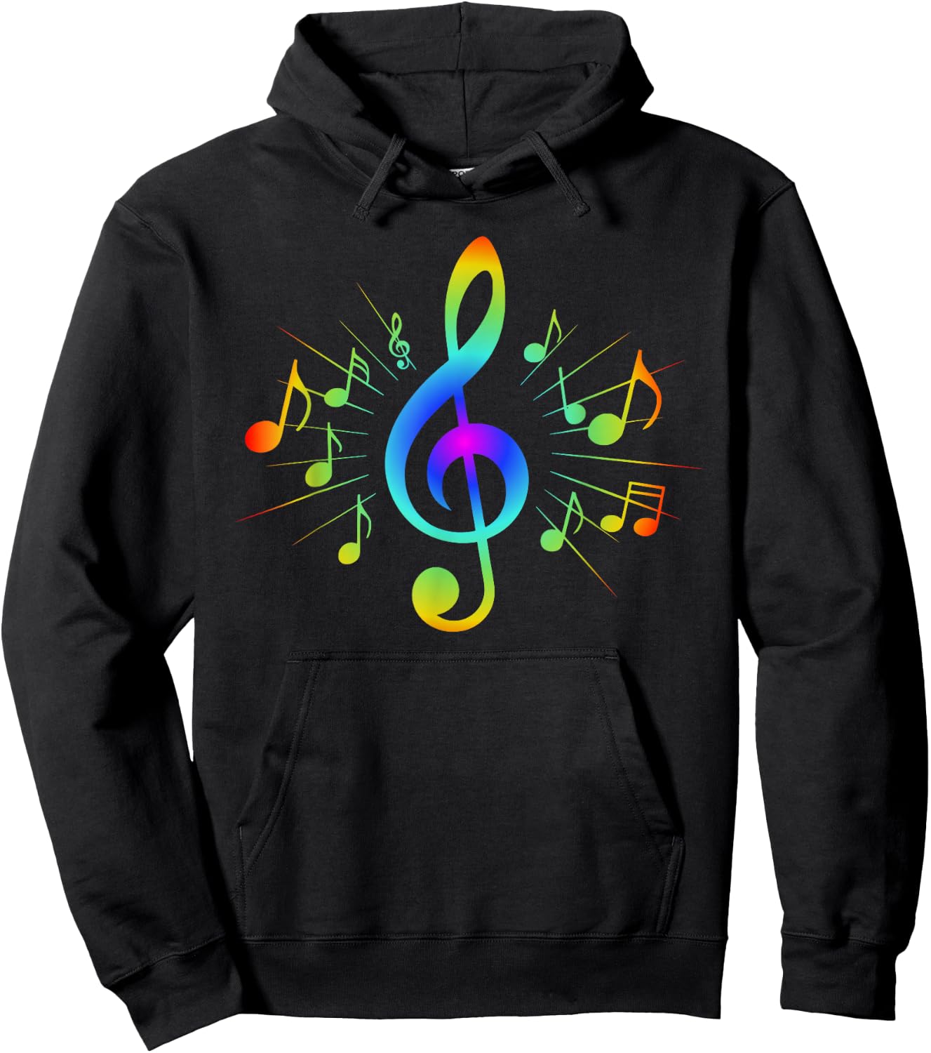 Colorful Treble Clef and Musical Notes Design for Music Love Hoodie - Hoodie | Black