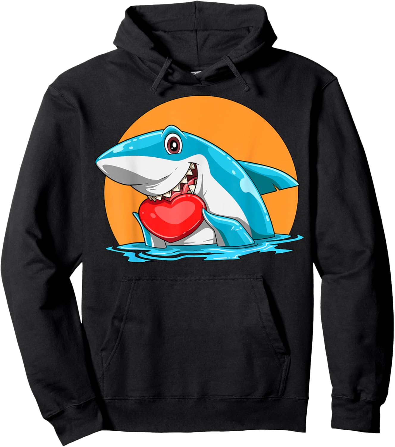 Shark Valentine's Day Loving Shark Heart Eating Shark Hearts Hoodie - Hoodie | Black