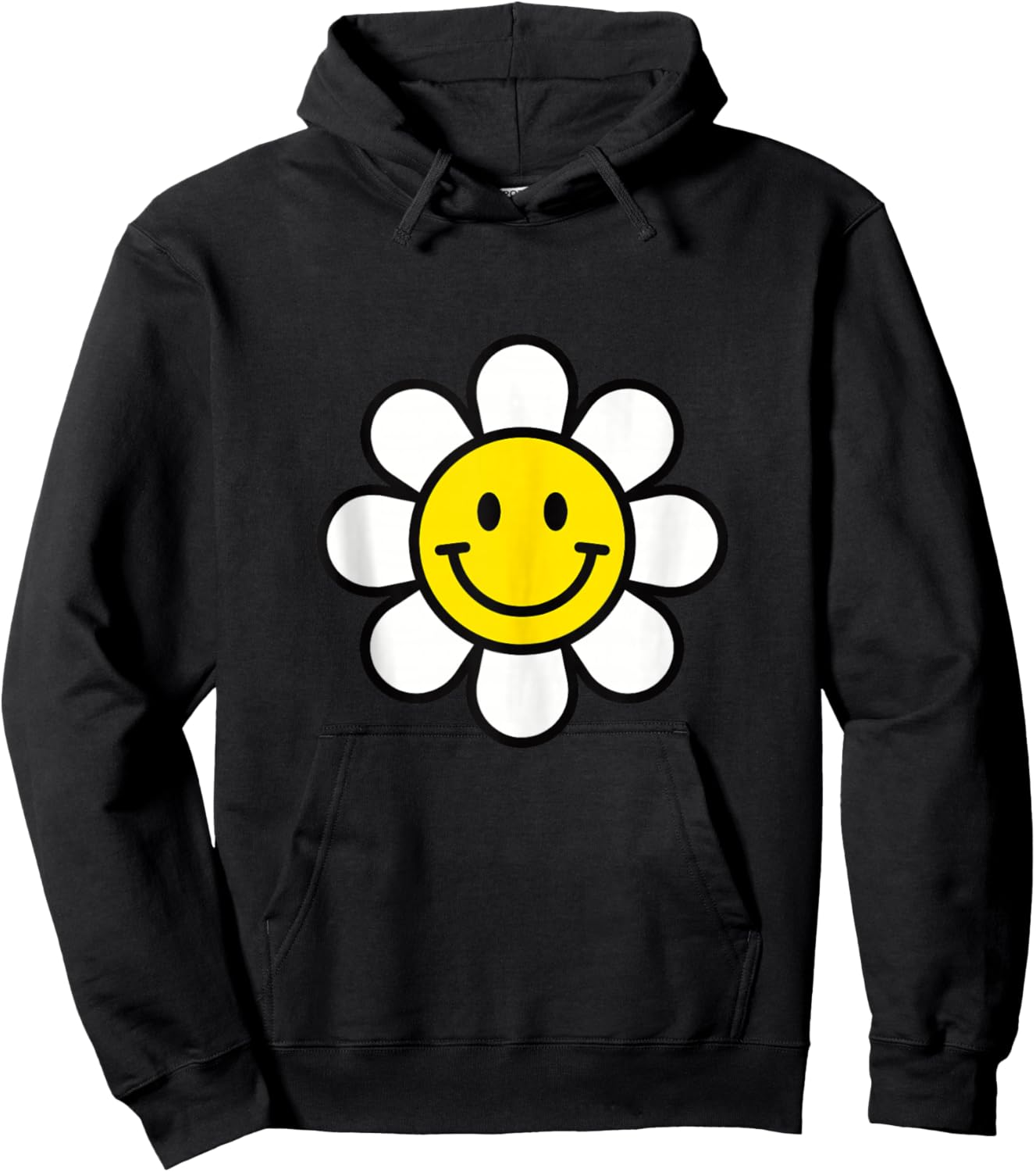 Yellow Happy Smiling Smile Face Daisy Flower Shirt Kids Girl Hoodie - Hoodie | Black