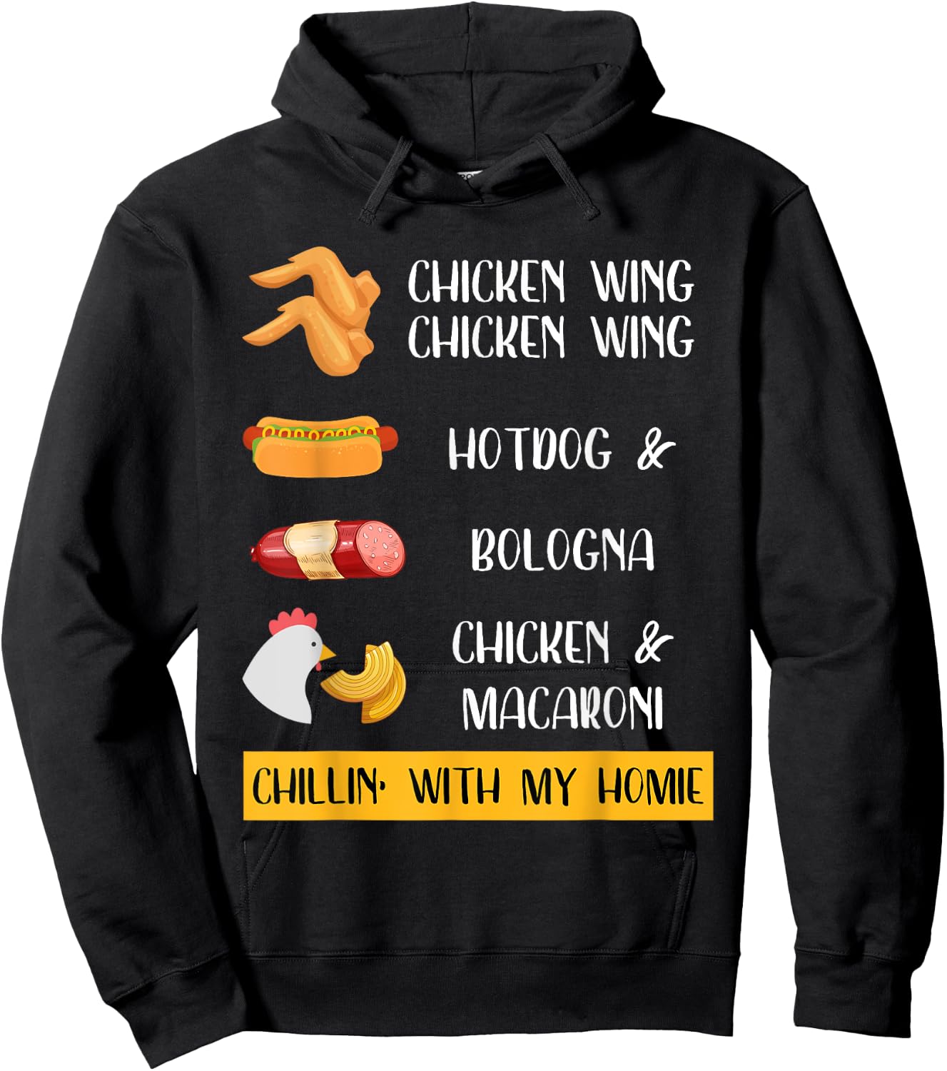 Viral Chicken Wing Chicken Wing Hot Dog & Bologna Song Lyric Hoodie - Hoodie | Black