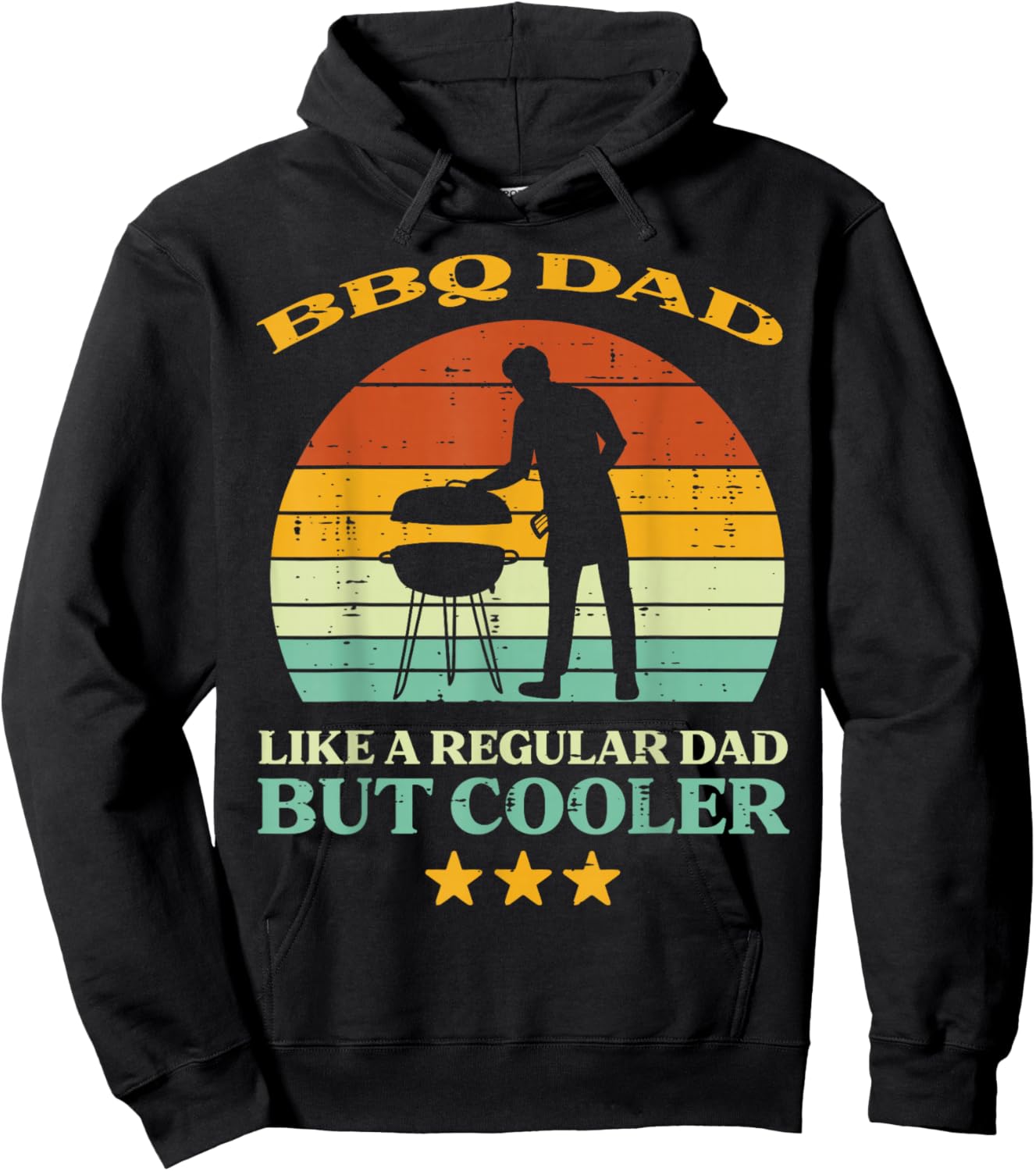 Bbq Dad Cooler Retro Barbecue Grill Fathers Day Daddy Papa Hoodie - Hoodie | Black