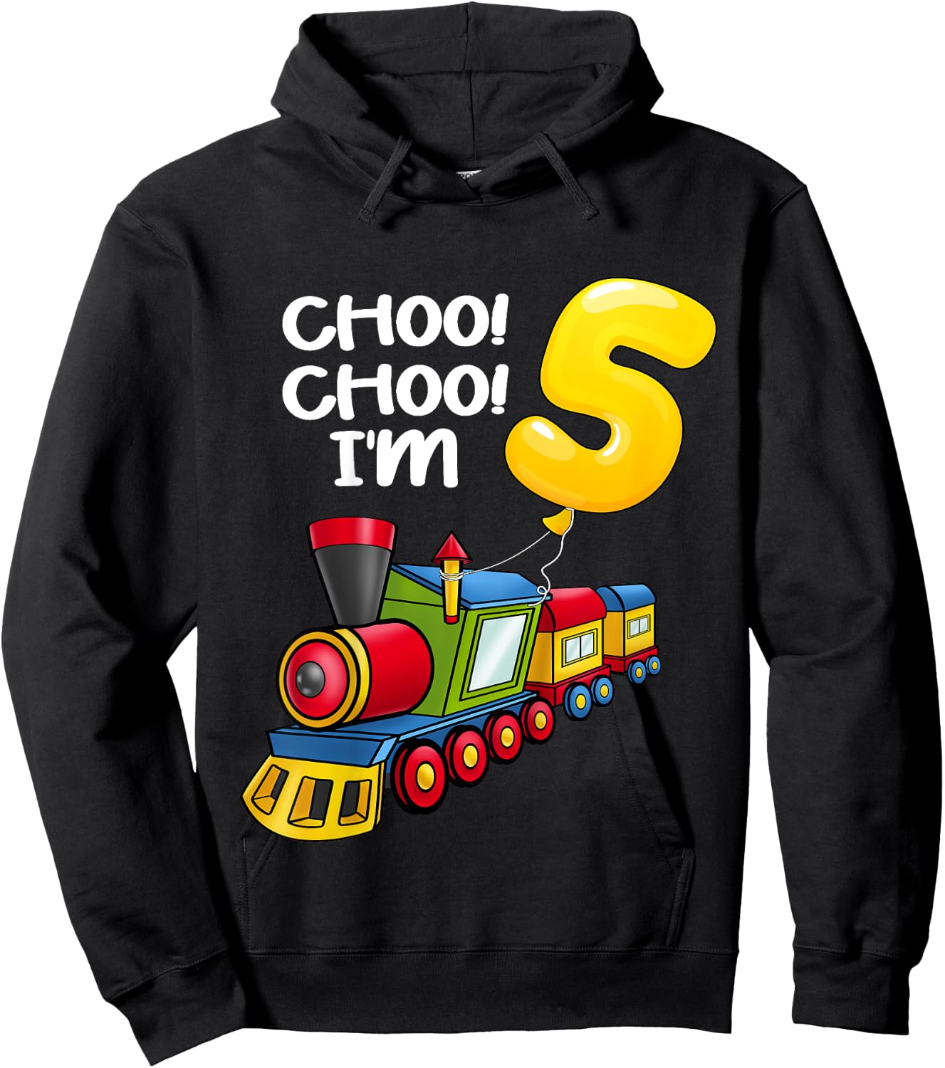 Kids Choo Choo I'm 5 Years Old Locomotive Boys Train 5th Birthday Hoodie - Hoodie | Black