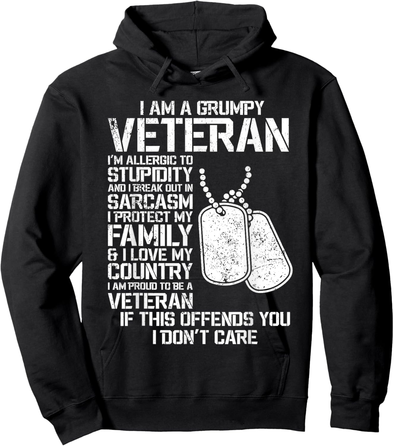I'm A Grumpy Old Veteran Fathers Day Papa Veterans Day Hoodie - Hoodie | Black