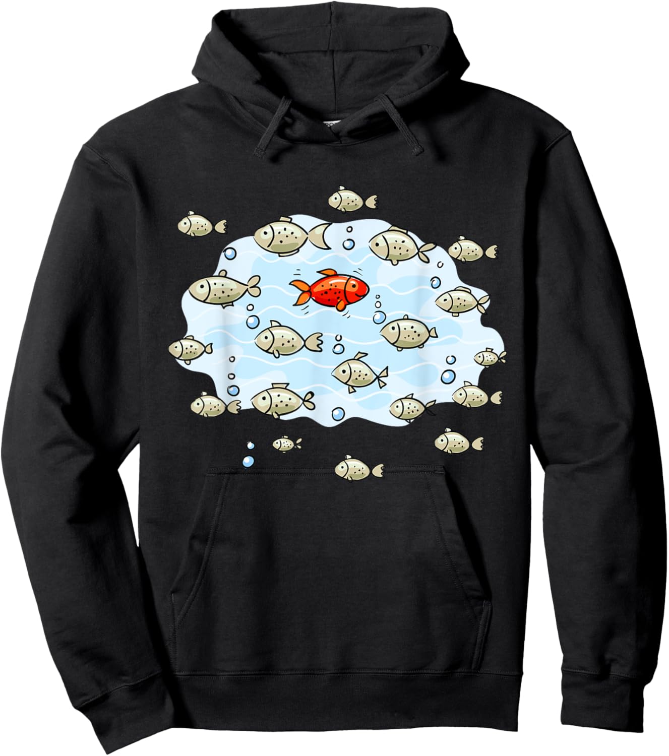 Fish Swim Against The Current In The Sea Hoodie - Hoodie | Black