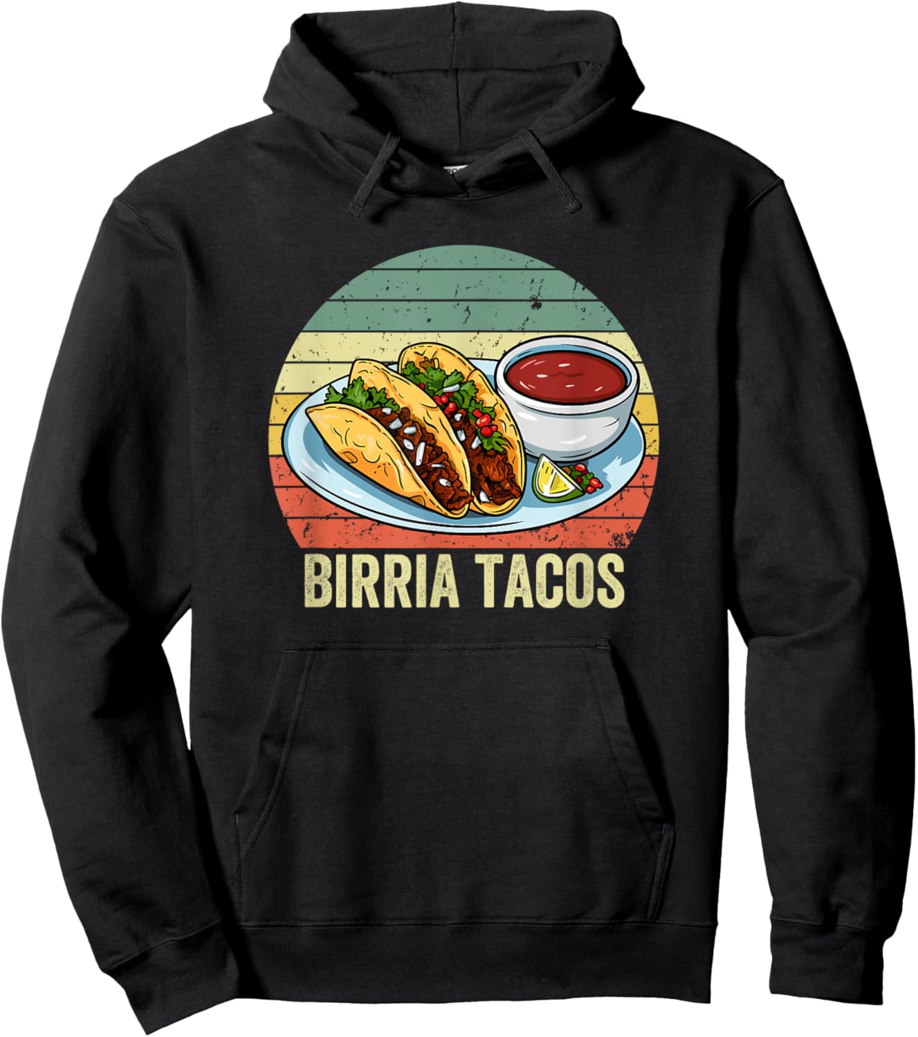 Birria Tacos with Vintage Sunset, Birria Tacos Hoodie - Hoodie | Black