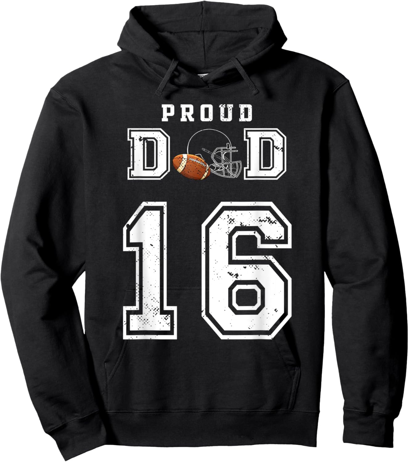Custom Proud Football Dad Number 16 Personalized Hoodie - Hoodie | Black