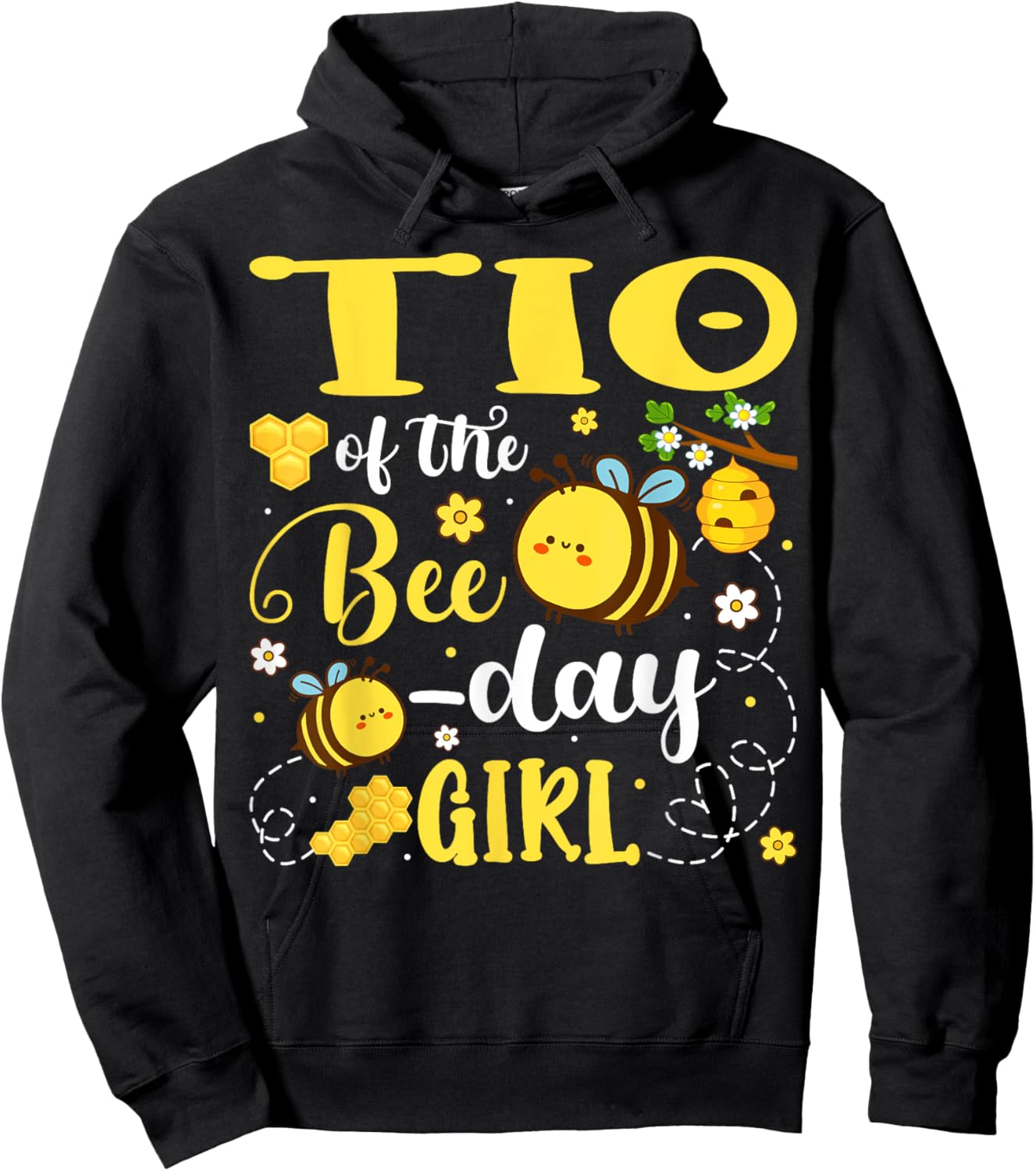 Tio of The Bee-Day Girl Birthday Party Matching Family Hoodie - Hoodie | Black