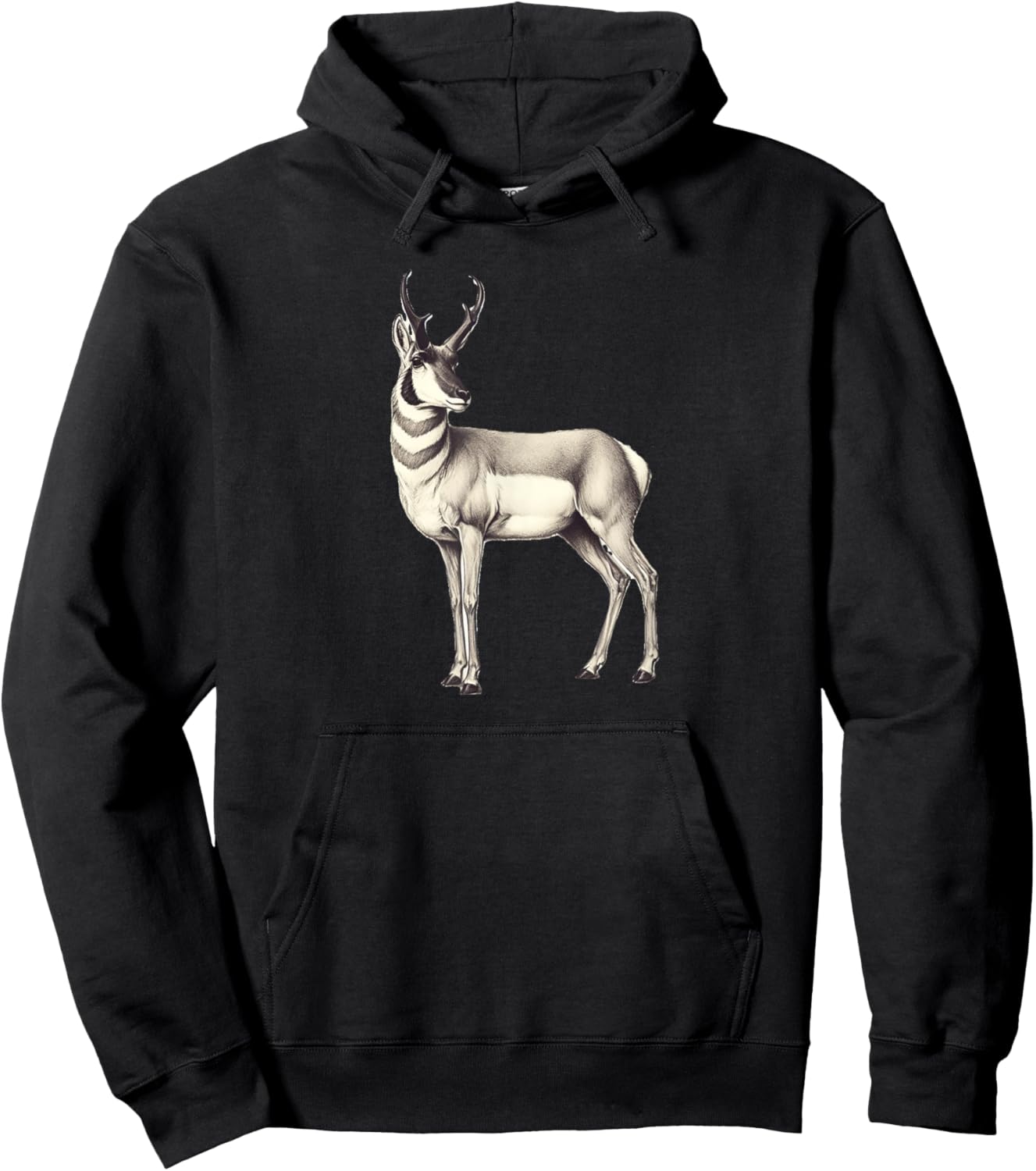 Pronghorn Antelope Simple Wildlife Graphic Hoodie - Hoodie | Black