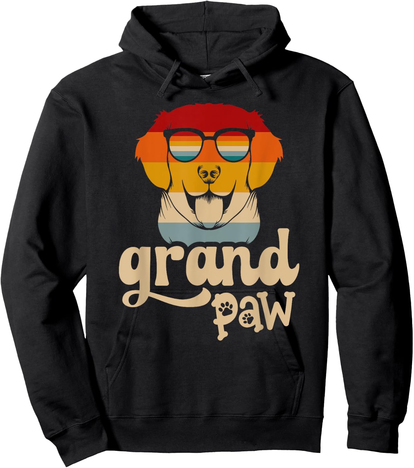 Grandpaw Grand paw Retriever Grandpa Funny Vintage Dog Lover Hoodie - Hoodie | Black