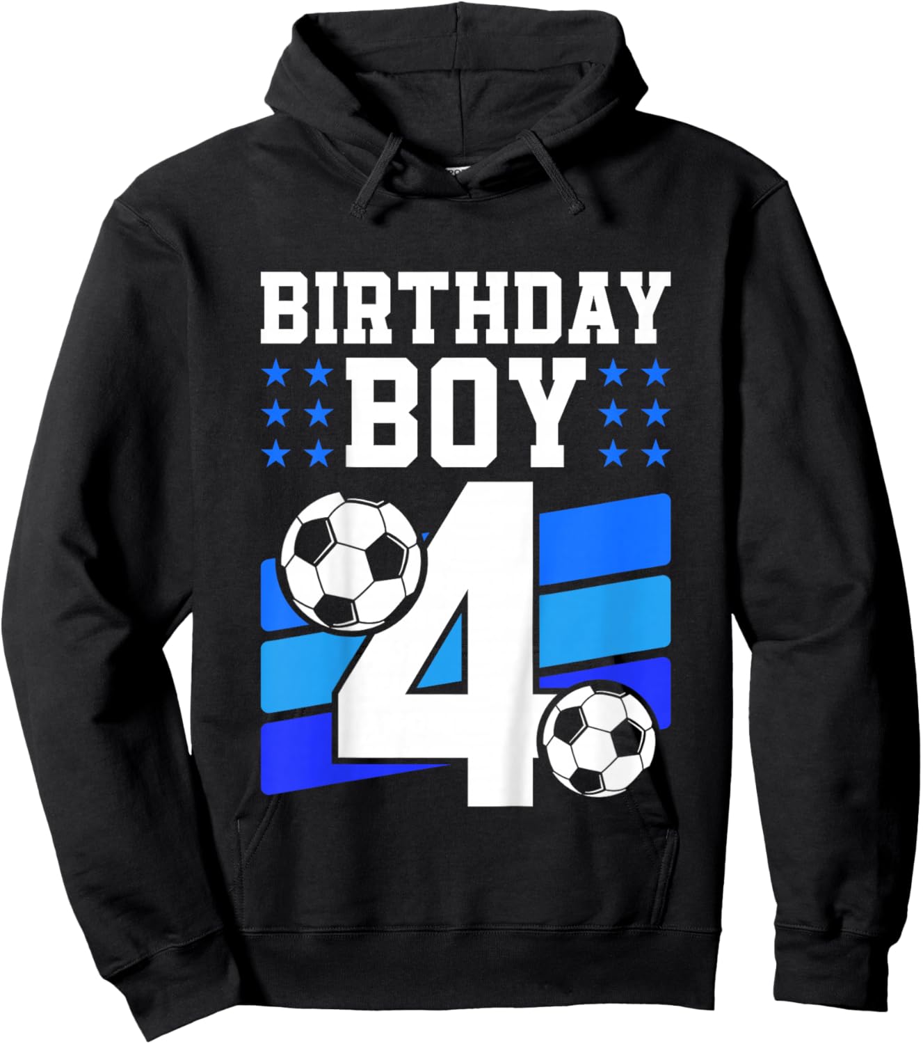 Kids 4 Years Old Boy 4th Birthday Gift Bday Soccer Birthday Boy Hoodie - Hoodie | Black