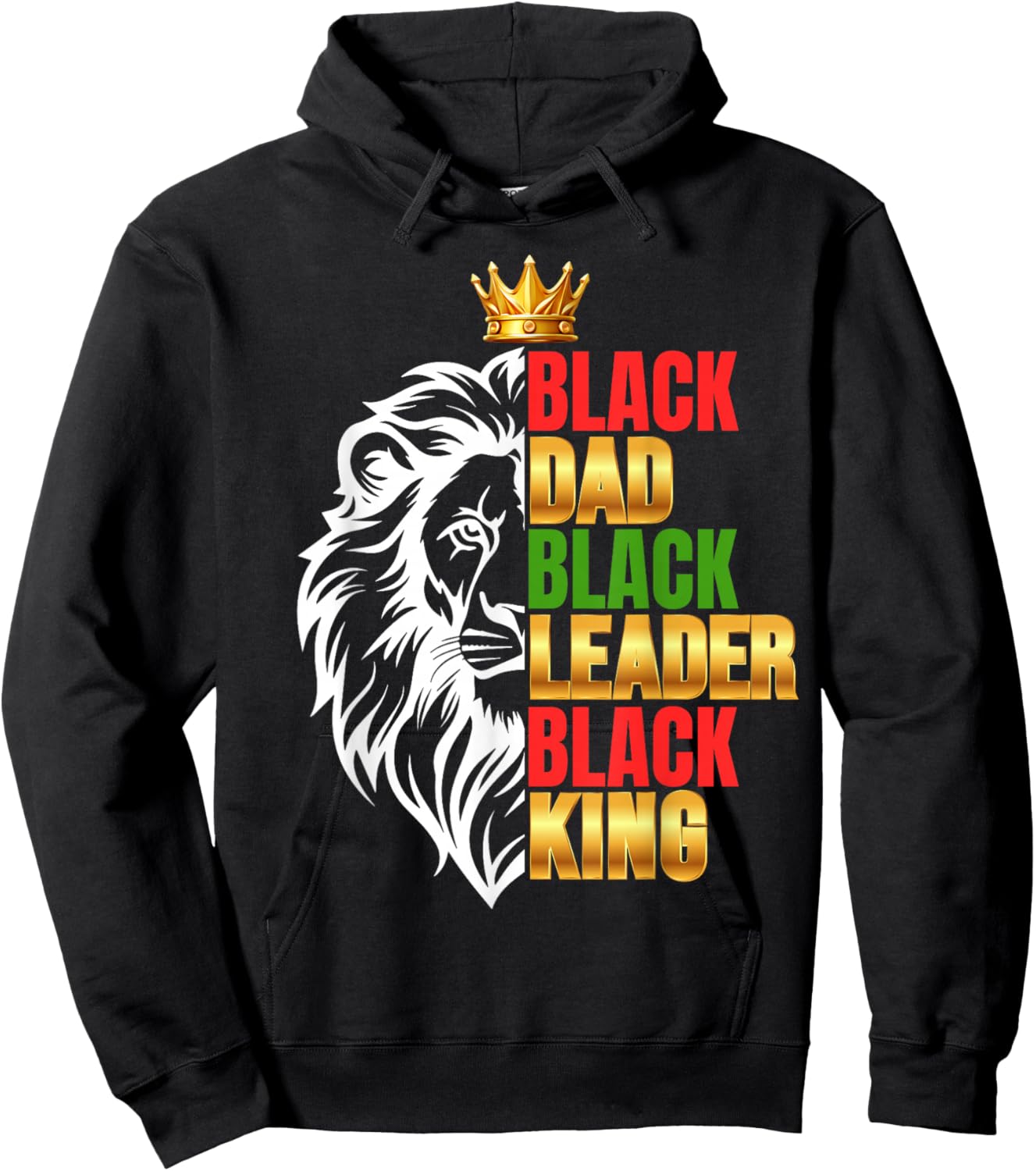Black Men African Lion Father Day Dad Leader Black King Hoodie - Hoodie | Black