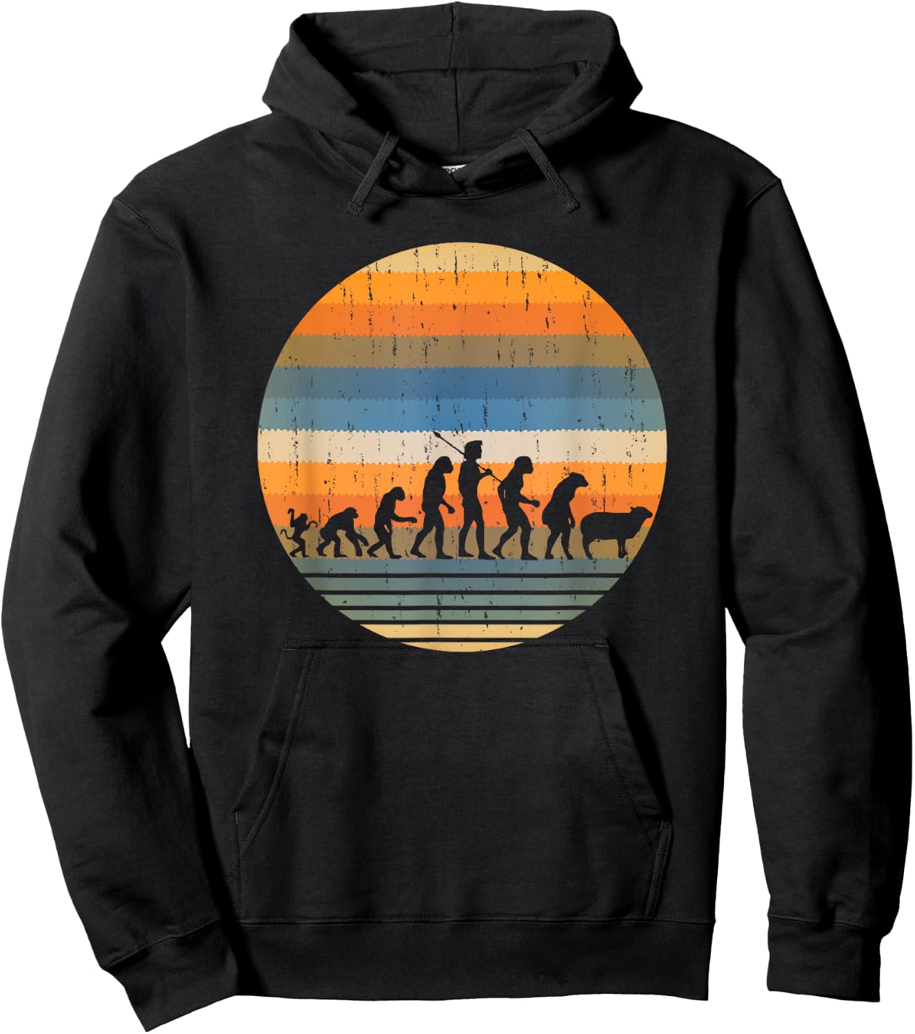 Funny Monkey Ape to Sheeple Sarcastic Retro Evolution of Man Hoodie - Hoodie | Black